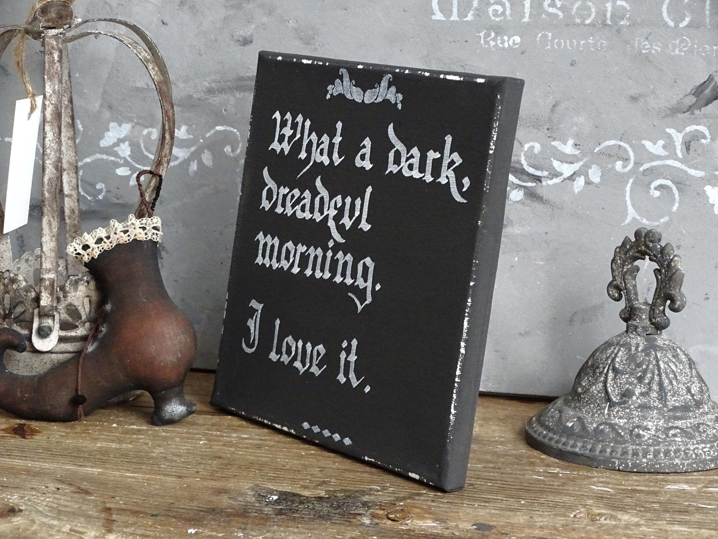 Morticia Addams Quote Canvas, Gothic Home Decor, Hand Lettered Wall Art