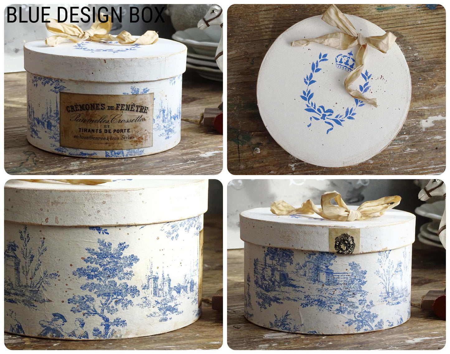 Shabby Chic Hat Box: Aged French Country Decor, Romantic Storage