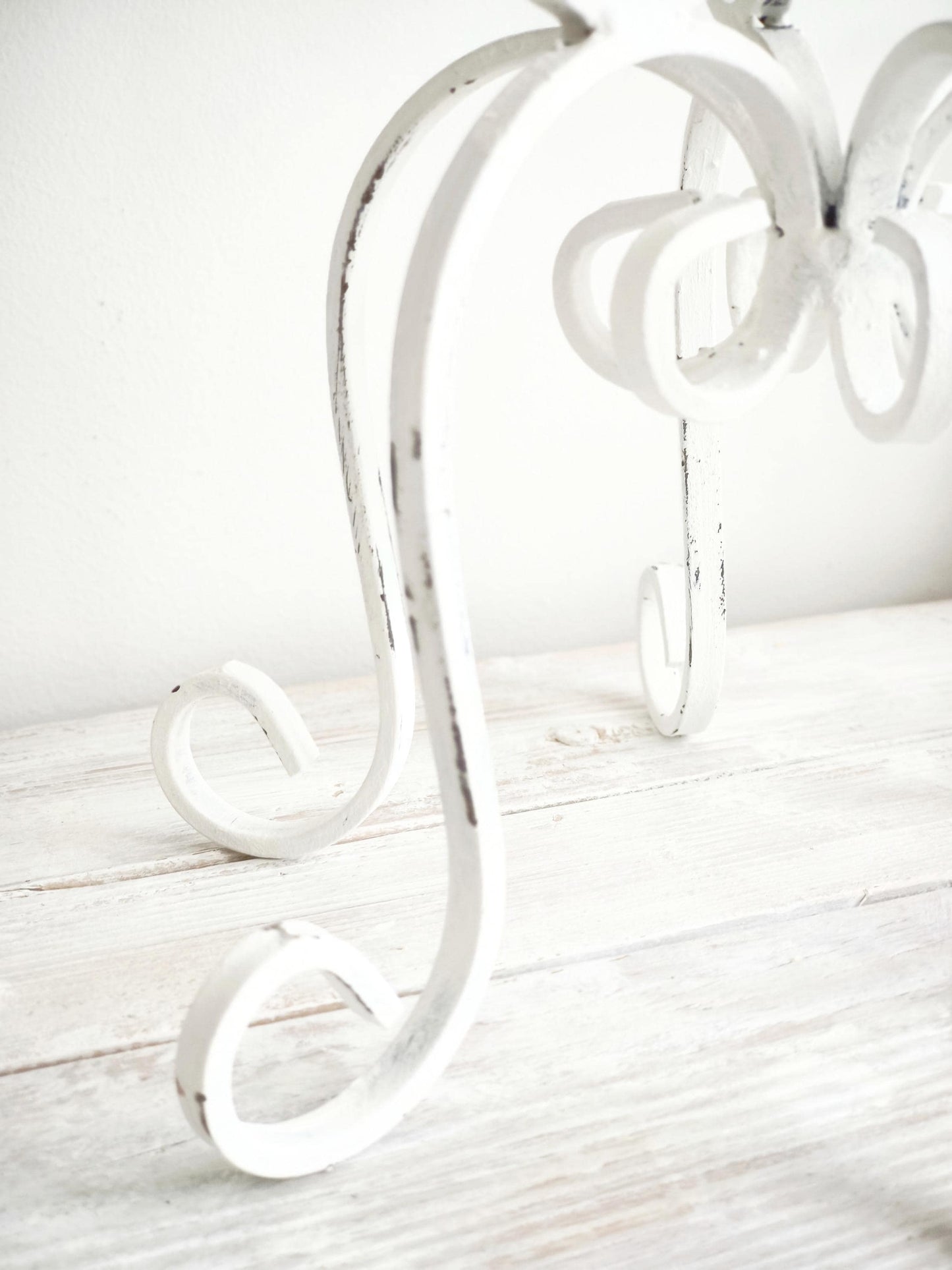 White Wrought Iron Plant Stand: Shabby Chic Metal Basket, Planter