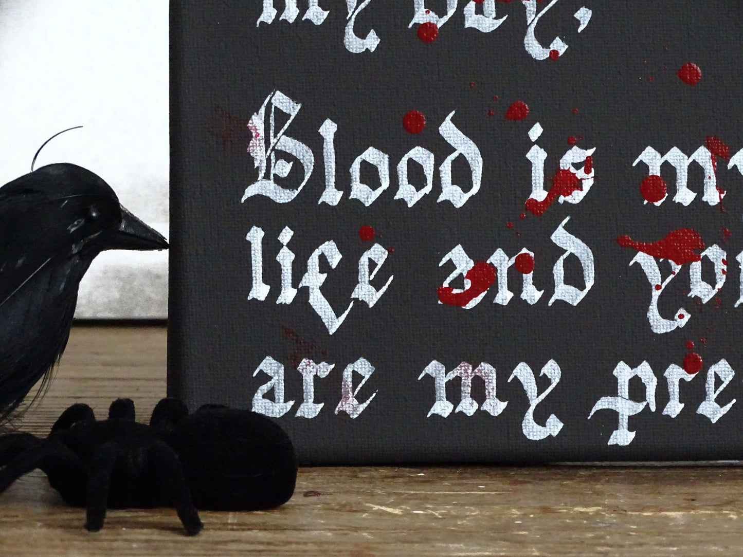 The Moon is my Sun, Gothic Original Artwork on Canvas, Hand Painted, Hand Lettered