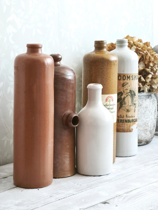 Antique Stoneware Bottle Salt Glazed, Ironstone Pottery Liquor Jar, Ceramic Vase, Hot Water Bottle, Bed Warmer, Modern Farmhouse Decor