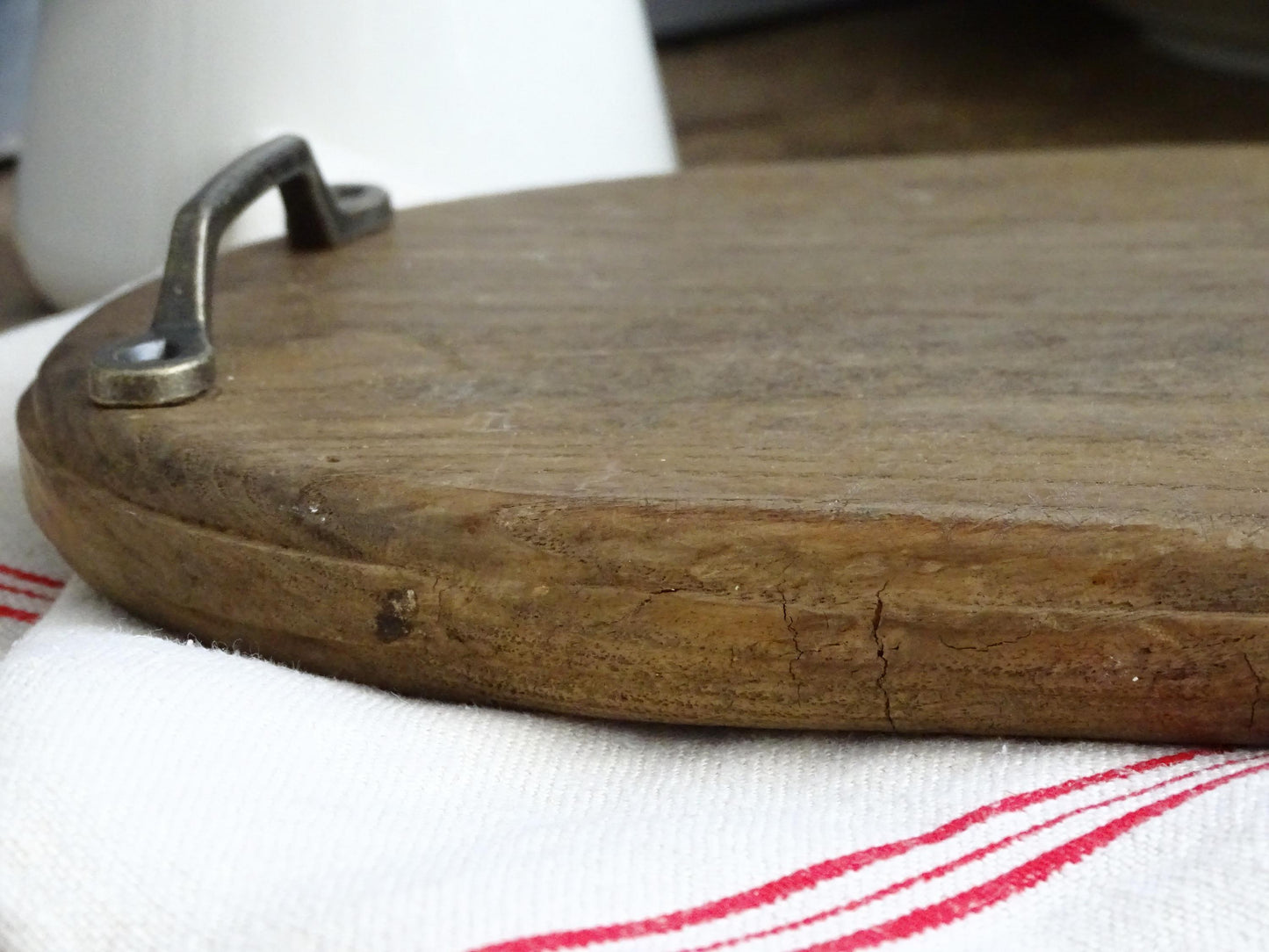 Oval Wood Bread Board Metal Handles, Cheese Board, Breadboard, Cutting Chopping Board, Farmhouse Kitchen Board, Serving Tray