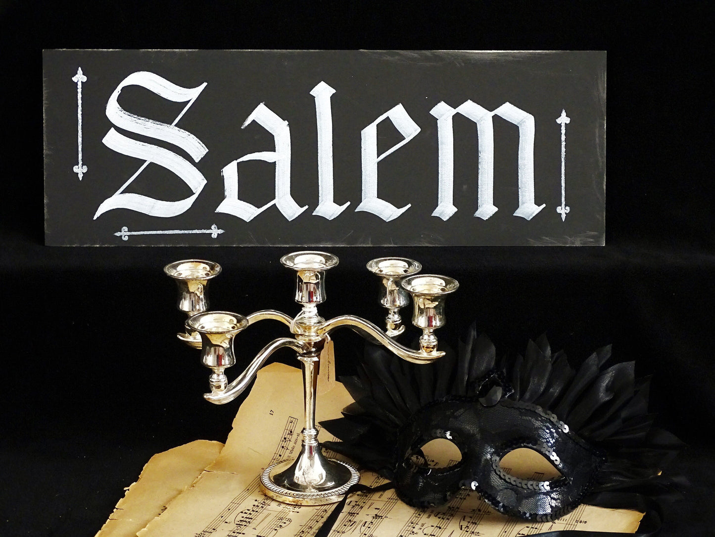 Salem Witch Gothic Original Artwork on Wood, Hand Painted, Hand Lettered
