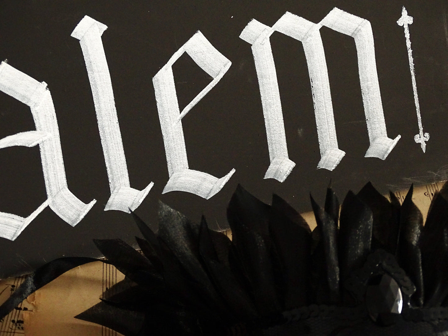 Salem Witch Gothic Original Artwork on Wood, Hand Painted, Hand Lettered