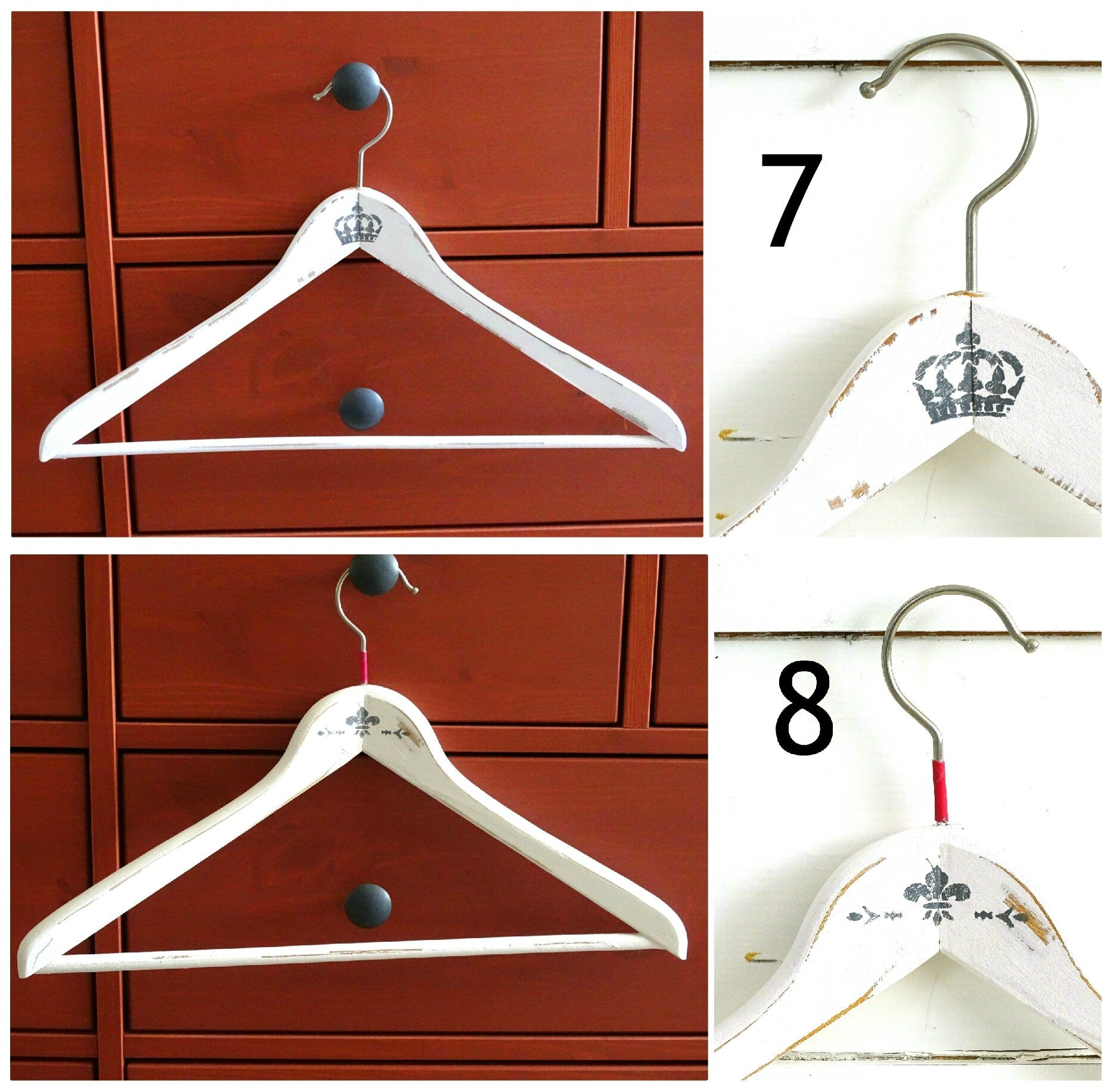 White Wood Clothes Hanger Crown, Painted Distressed Coat Pants Hanger, Shabby Chic Wedding Dress Hanger, Wedding Shower or Bridesmaid Gift