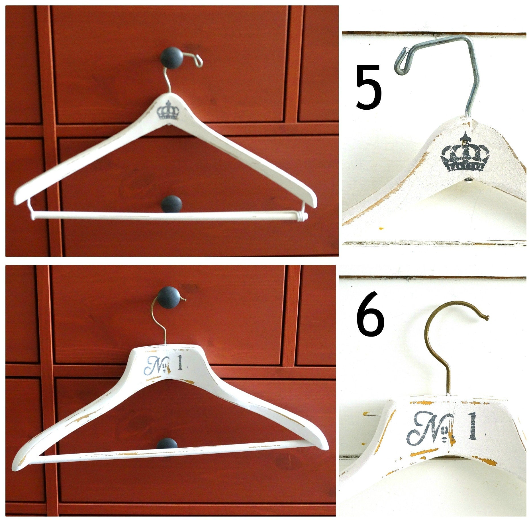 White Wood Clothes Hanger Crown, Painted Distressed Coat Pants Hanger, Shabby Chic Wedding Dress Hanger, Wedding Shower or Bridesmaid Gift