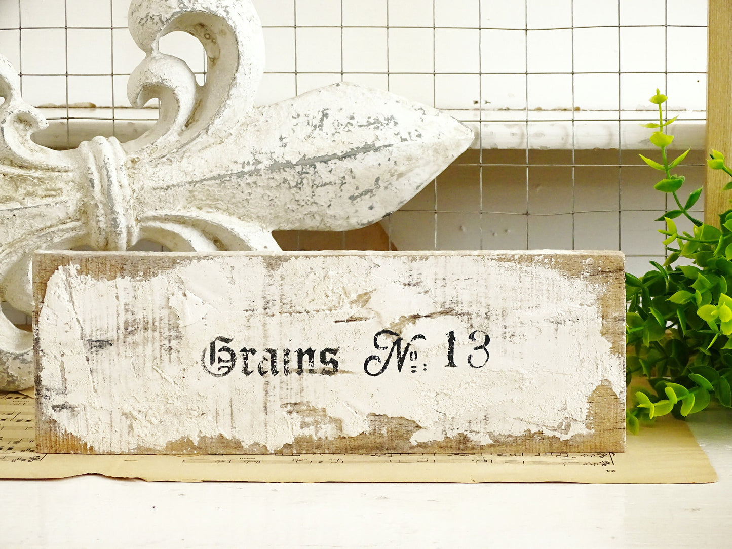 Handmade Whitewashed Wood Sign: Shabby Chic French Lettering