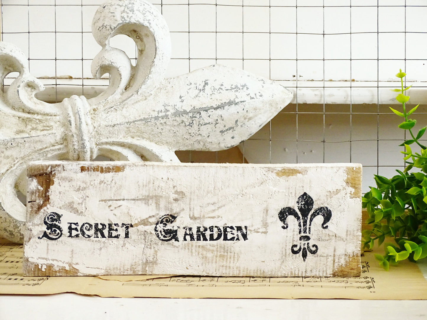 Handmade Whitewashed Wood Sign: Shabby Chic French Lettering