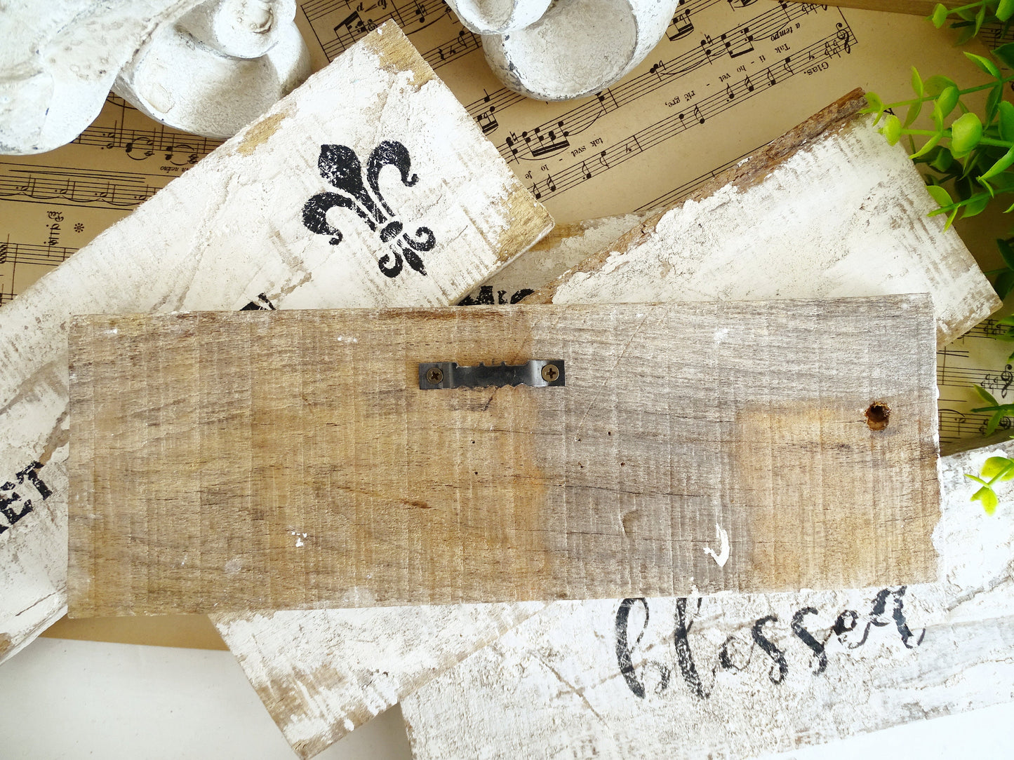 Handmade Whitewashed Wood Sign: Shabby Chic French Lettering