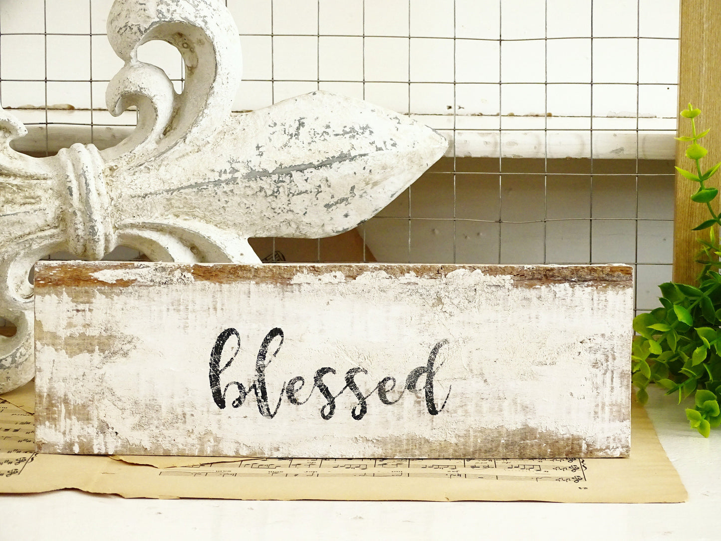 Handmade Whitewashed Wood Sign: Shabby Chic French Lettering
