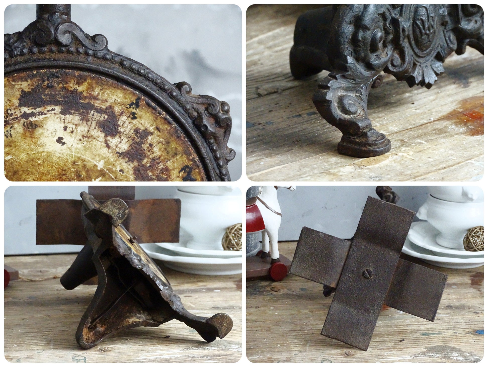 Antique Cast Iron Kitchen Scale: Ornate Farmhouse Decor