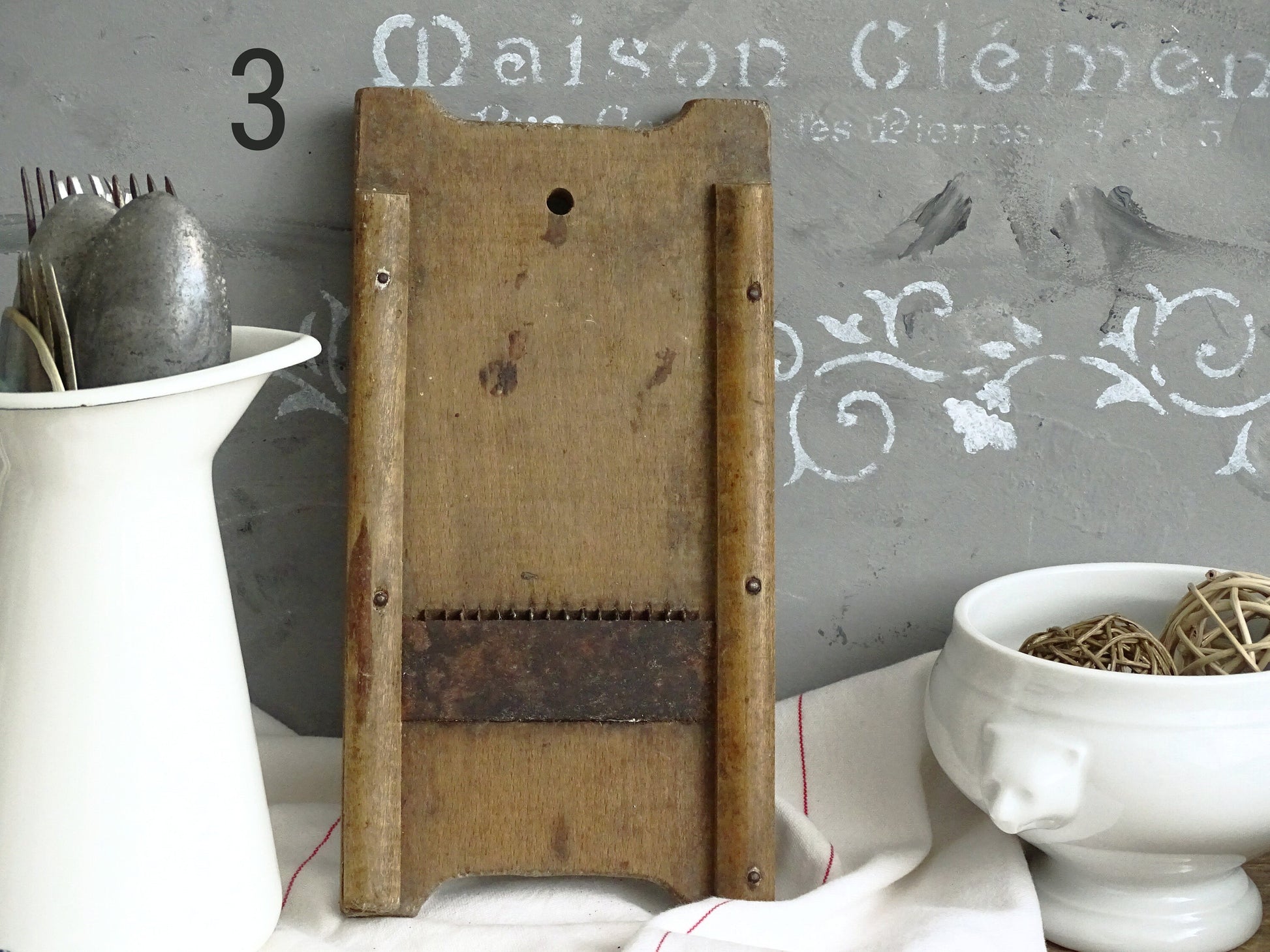 Antique Wood Cabbage Grater: Primitive Farmhouse Kitchen Decor