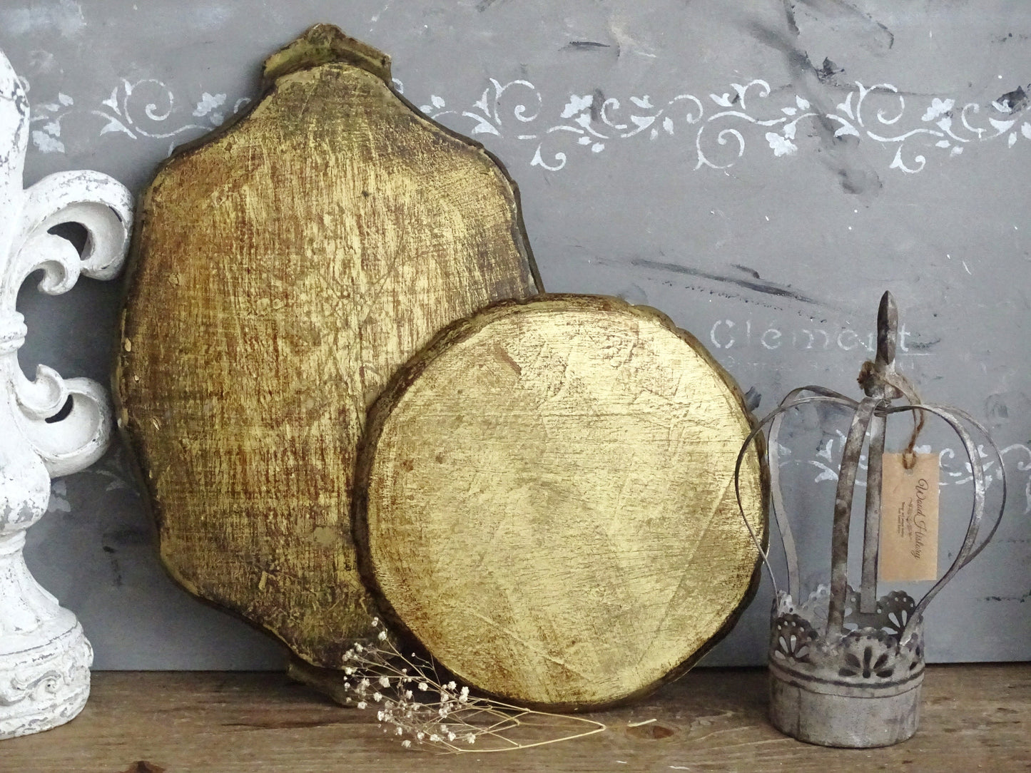 Florentine Gilded Wood Serving Tray: Italian Florence Shabby Chic Vanity Tray