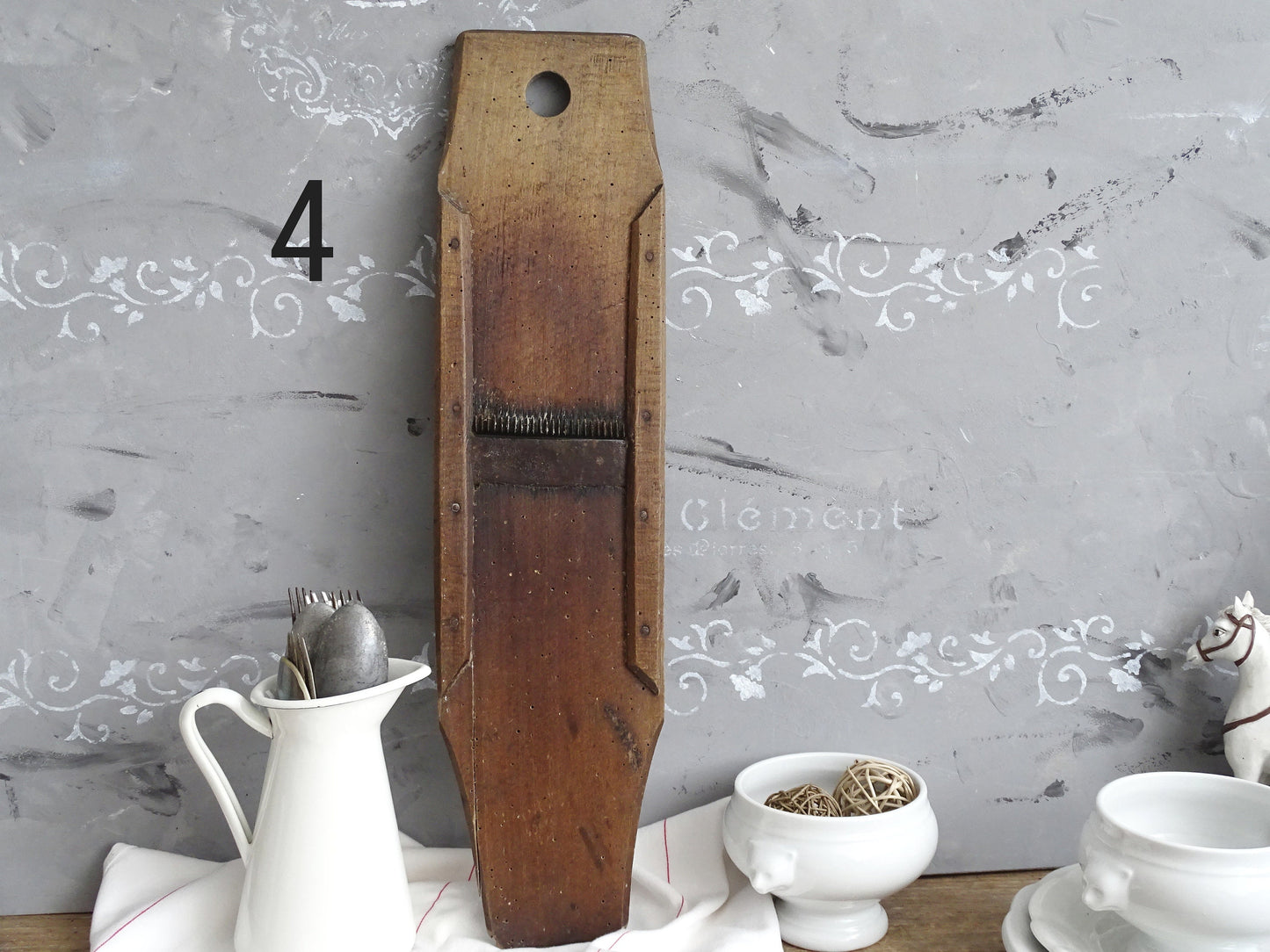 Antique Wood Cabbage Grater: Primitive Farmhouse Kitchen Decor