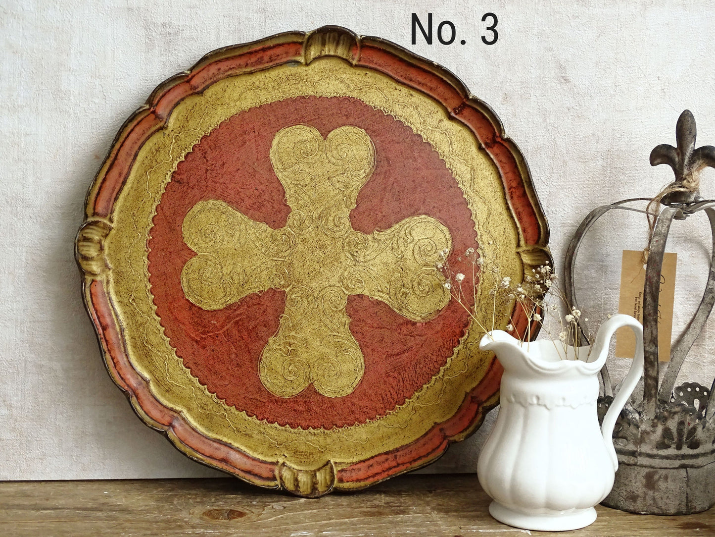 Florentine Gilded Wood Serving Tray: Italian Florence Shabby Chic Vanity Tray