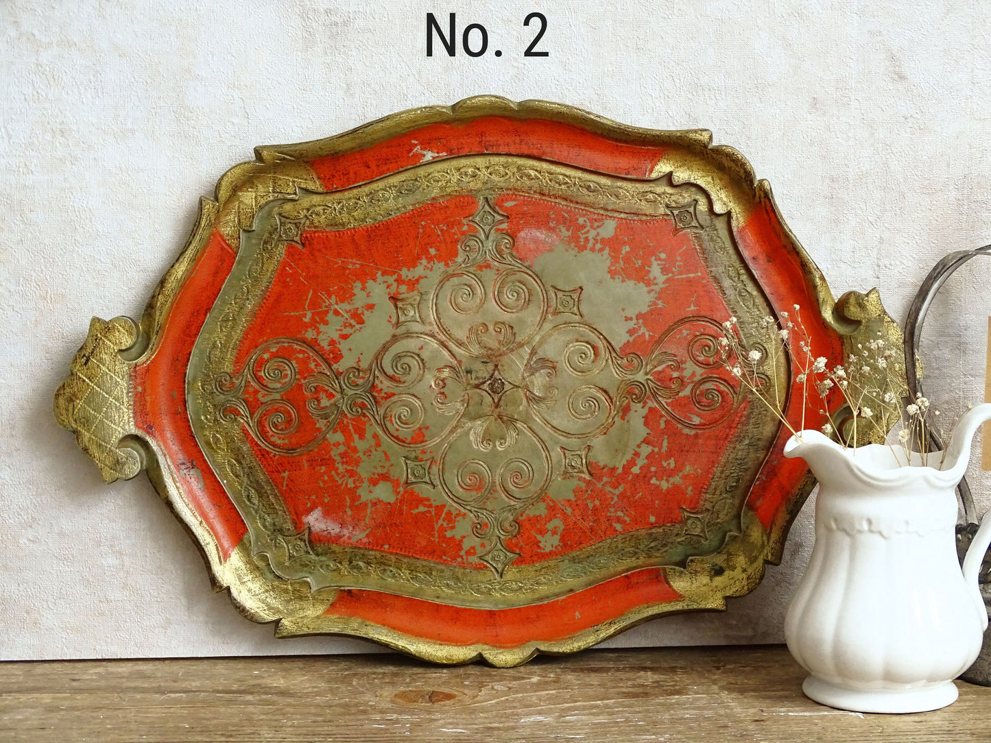 Florentine Gilded Wood Serving Tray: Italian Florence Shabby Chic Vanity Tray