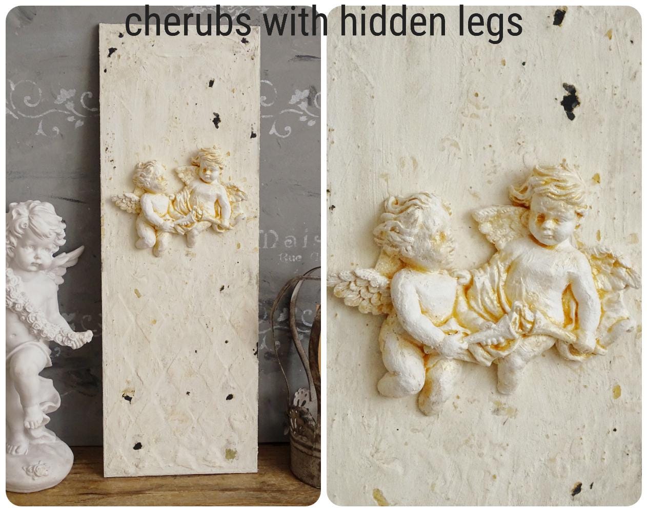 Fresco Cherub Wall Plaque: Shabby Chic Angel Statue Wall French Decor