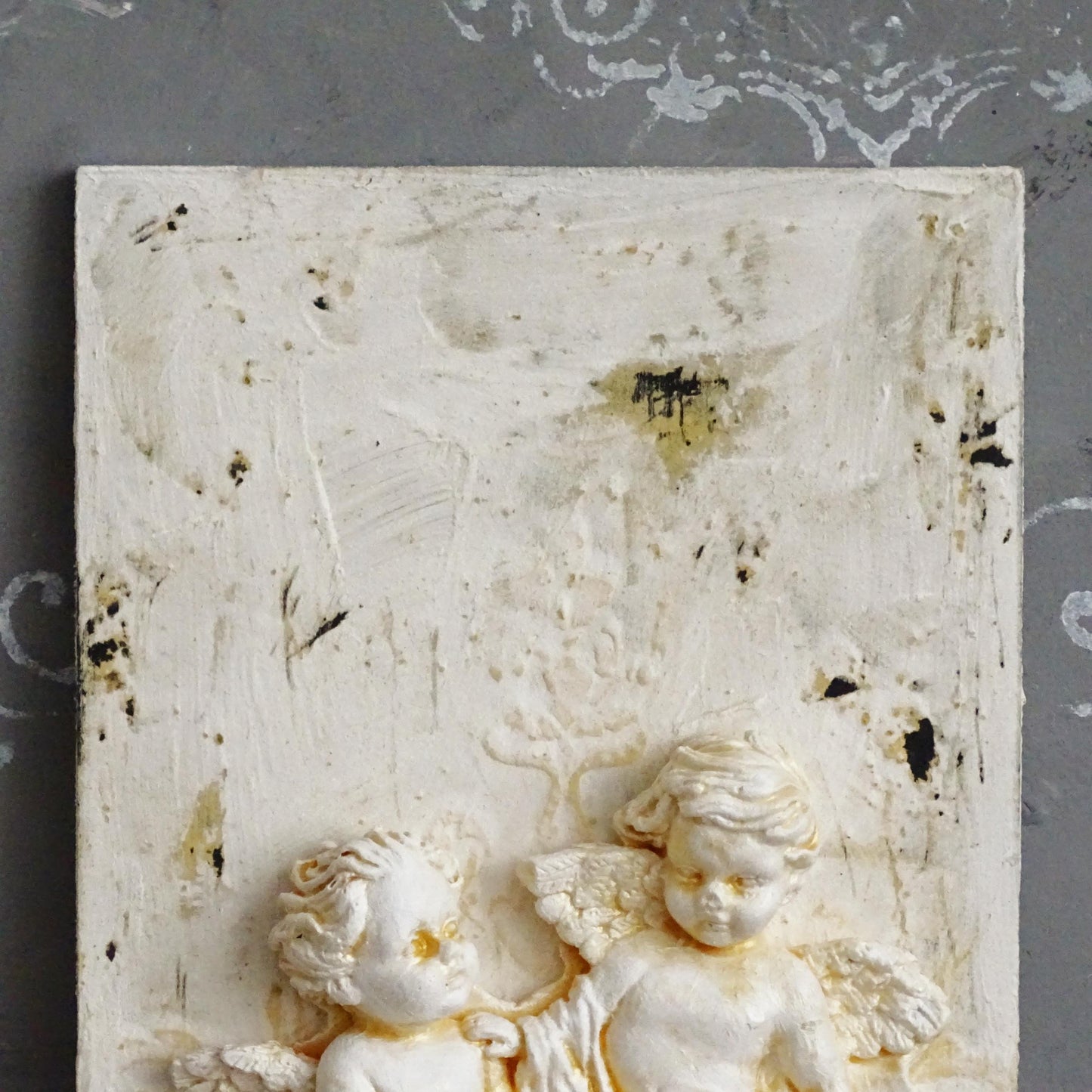 Fresco Cherub Wall Plaque: Shabby Chic Angel Statue Wall French Decor