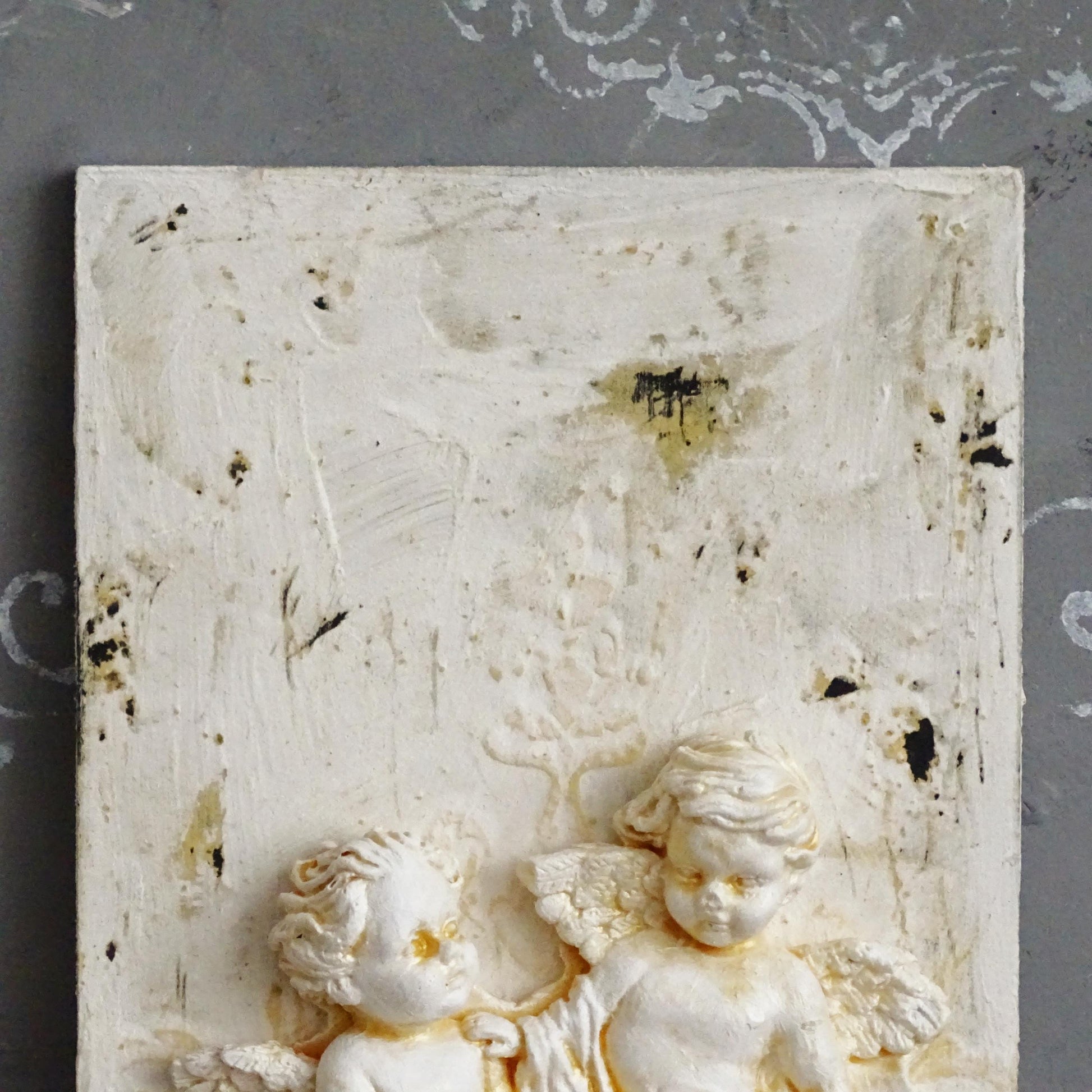 Fresco Cherub Wall Plaque: Shabby Chic Angel Statue Wall French Decor