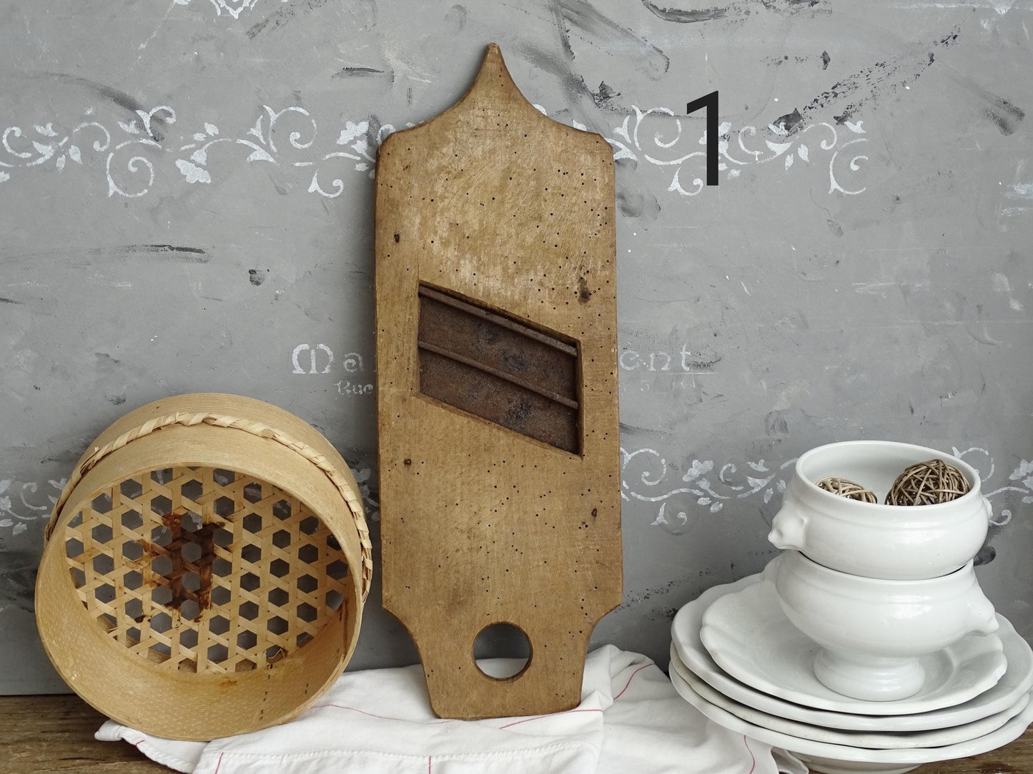 Antique Wood Cabbage Grater: Primitive Farmhouse Kitchen Decor