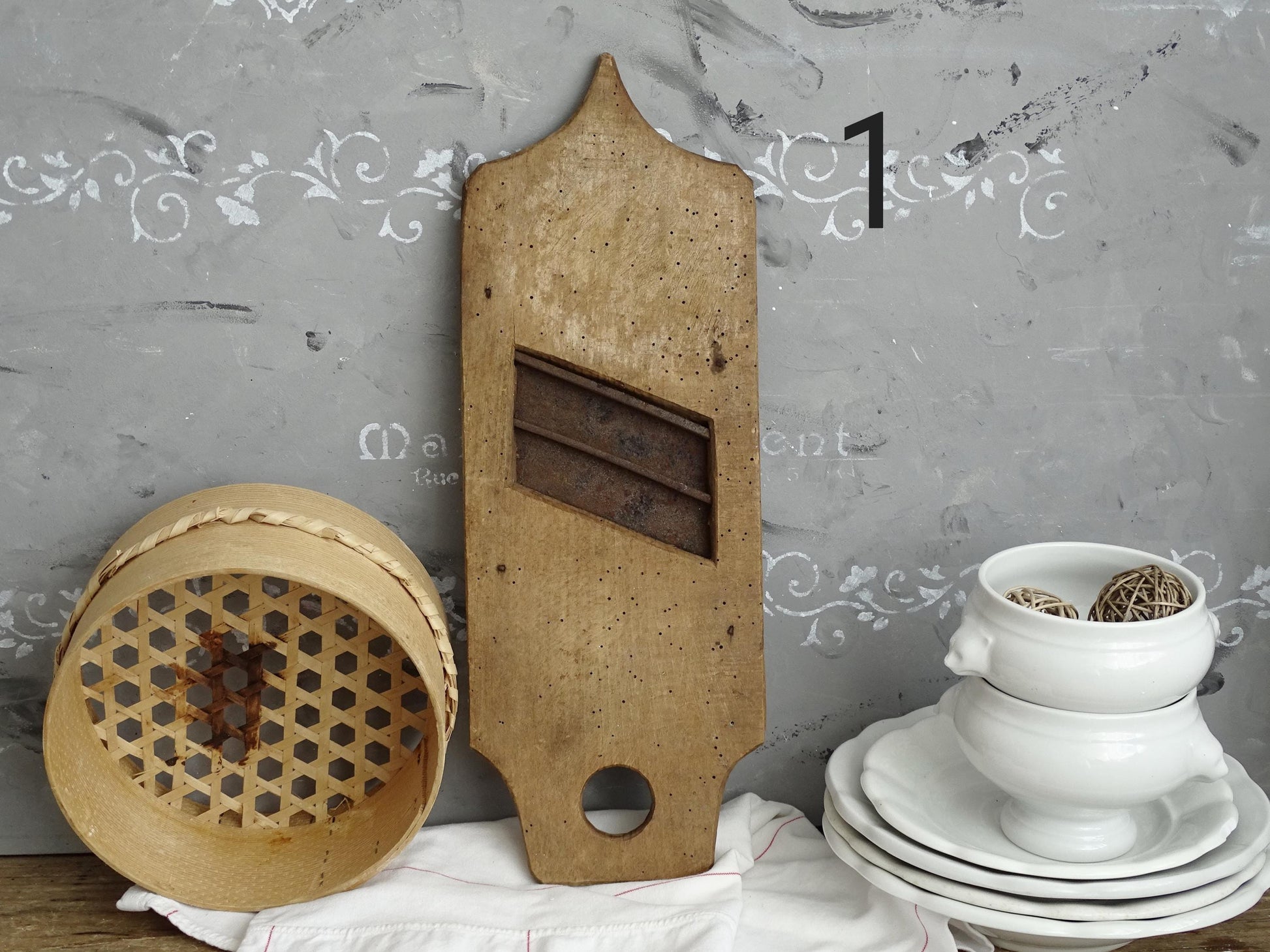 Antique Wood Cabbage Grater: Primitive Farmhouse Kitchen Decor