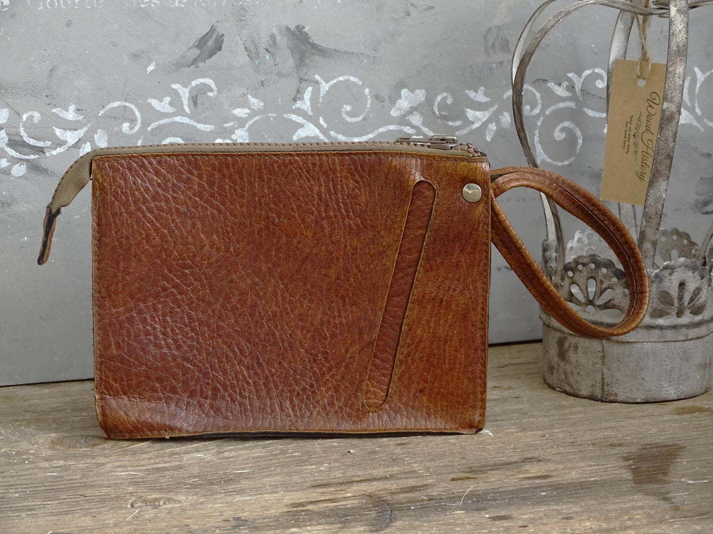 Brown Men Wristlet Faux Leather, Men Wrist Bag, Vegan Leather Clutch Purse, Retro Men Handbag, Men Wallet Satchel, Wrist Pouch, Gift for Him