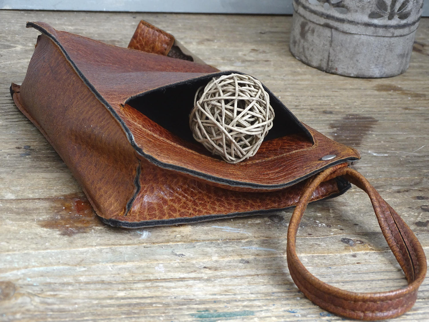 Brown Men Wristlet Faux Leather, Men Wrist Bag, Vegan Leather Clutch Purse, Retro Men Handbag, Men Wallet Satchel, Wrist Pouch, Gift for Him