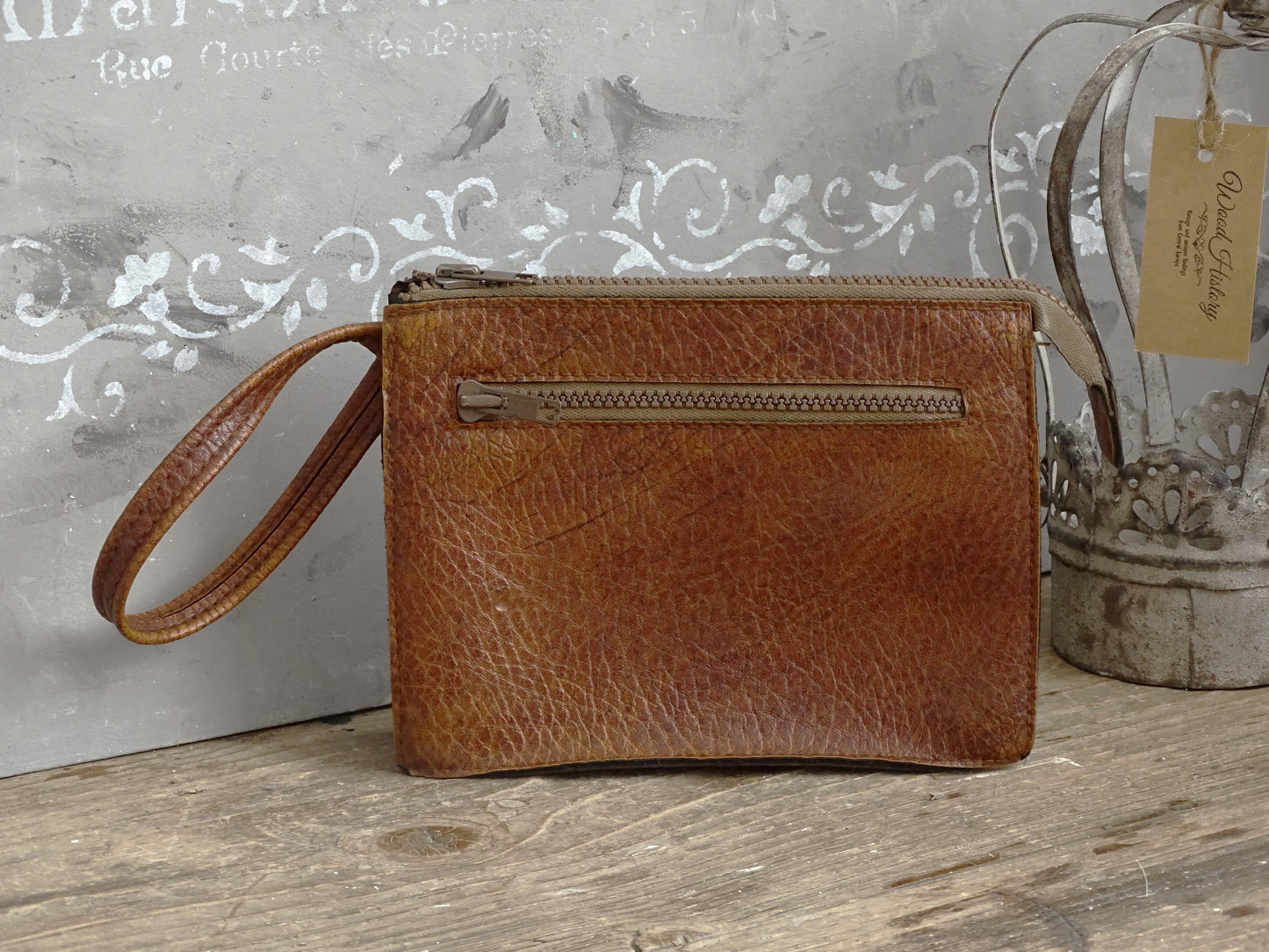 Brown Men Wristlet Faux Leather, Men Wrist Bag, Vegan Leather Clutch Purse, Retro Men Handbag, Men Wallet Satchel, Wrist Pouch, Gift for Him