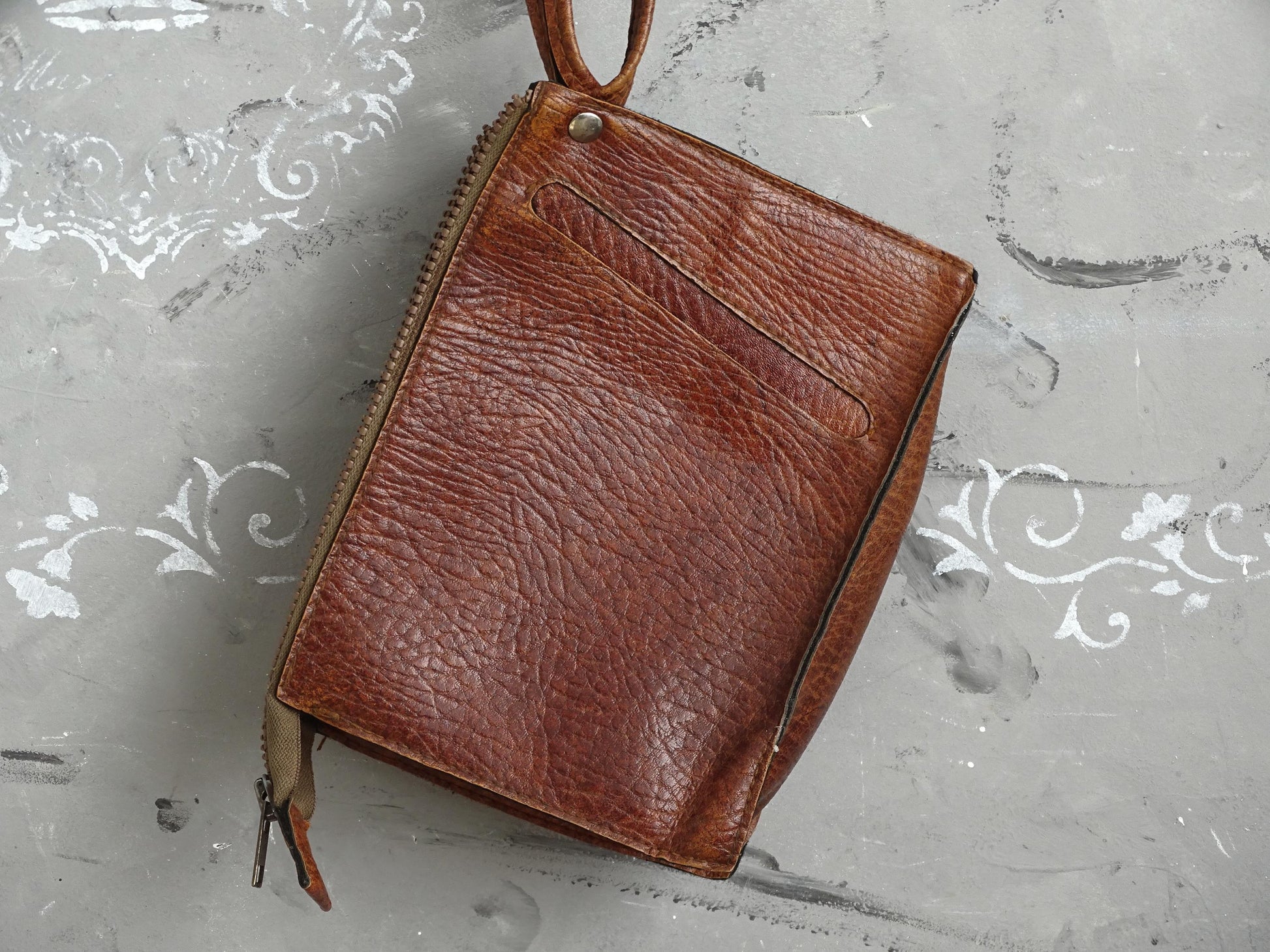Brown Men Wristlet Faux Leather, Men Wrist Bag, Vegan Leather Clutch Purse, Retro Men Handbag, Men Wallet Satchel, Wrist Pouch, Gift for Him