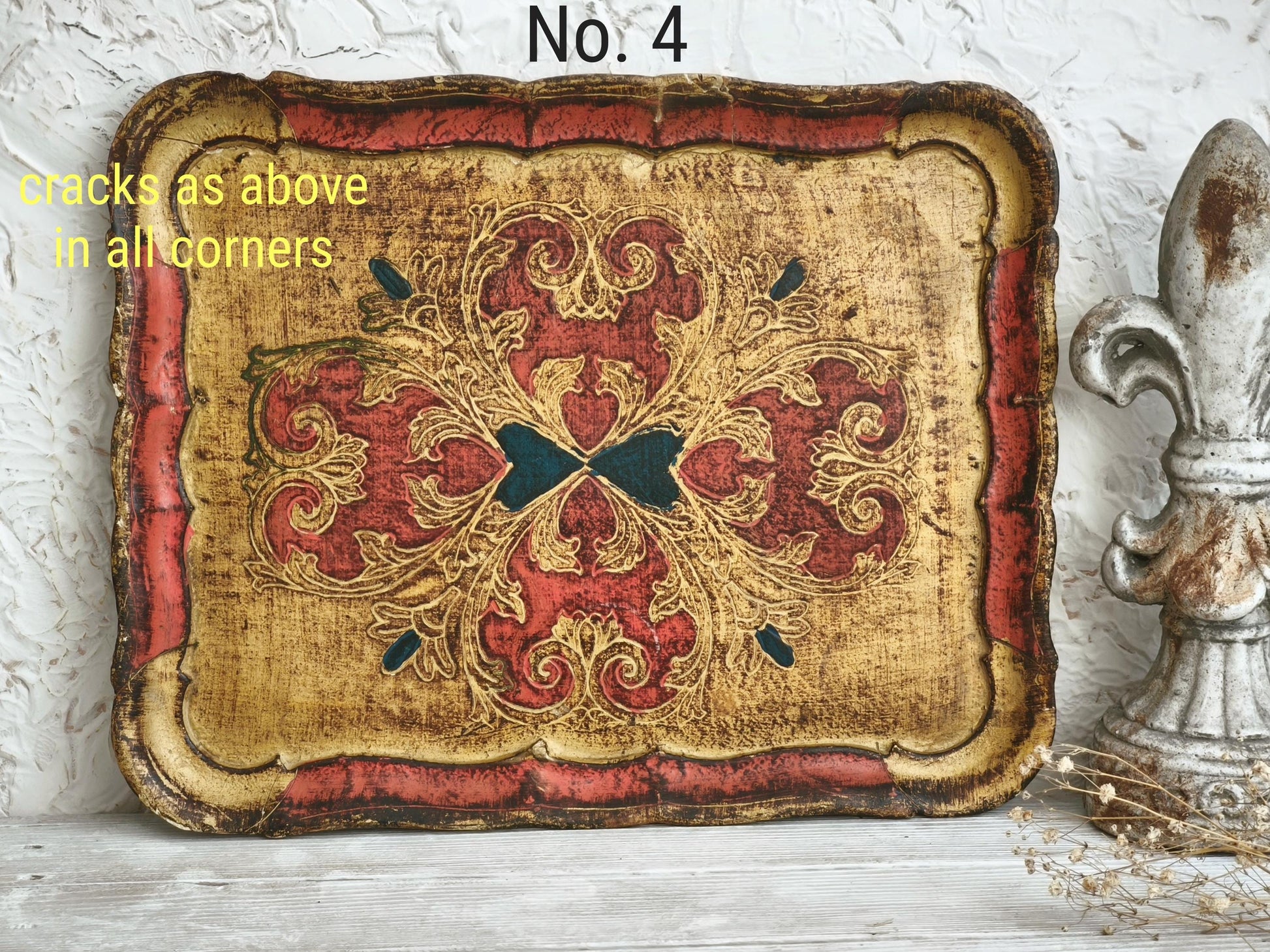 Florentine Gilded Wood Serving Tray: Italian Florence Shabby Chic Vanity Tray