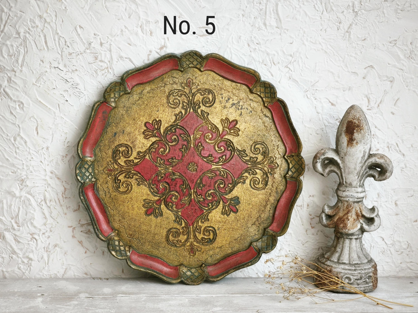 Florentine Gilded Wood Serving Tray: Italian Florence Shabby Chic Vanity Tray