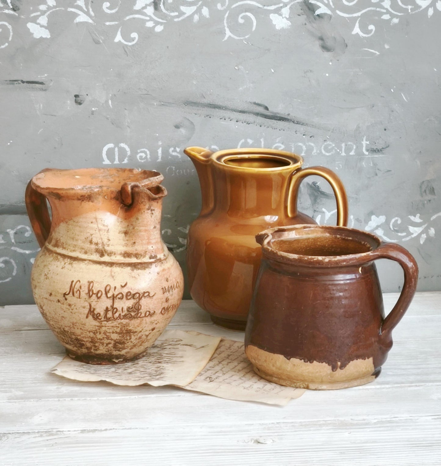 Antique Terracotta Pitcher Pot: Rustic French Confit Jar, Vase