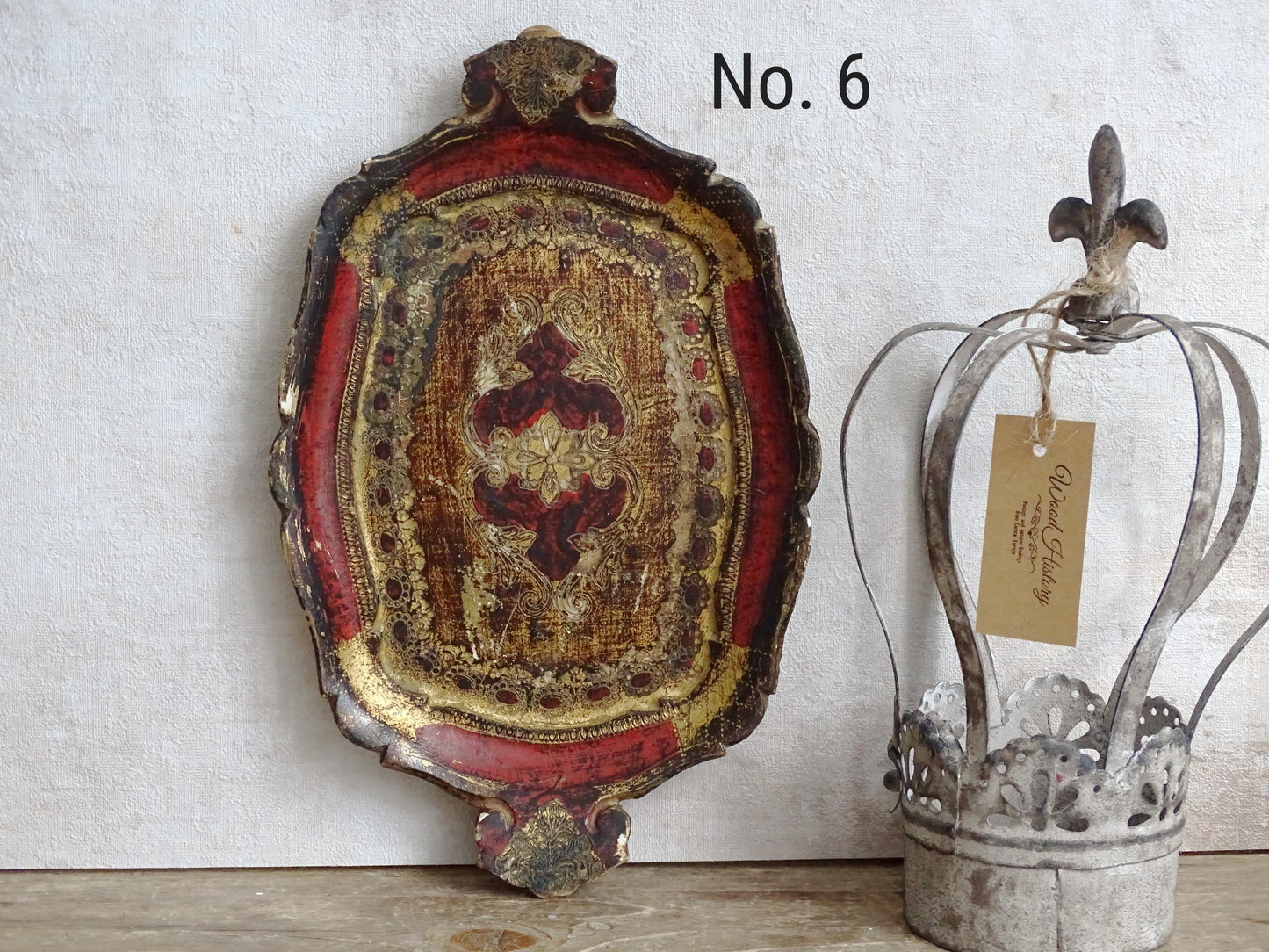 Florentine Gilded Wood Serving Tray: Italian Florence Shabby Chic Vanity Tray