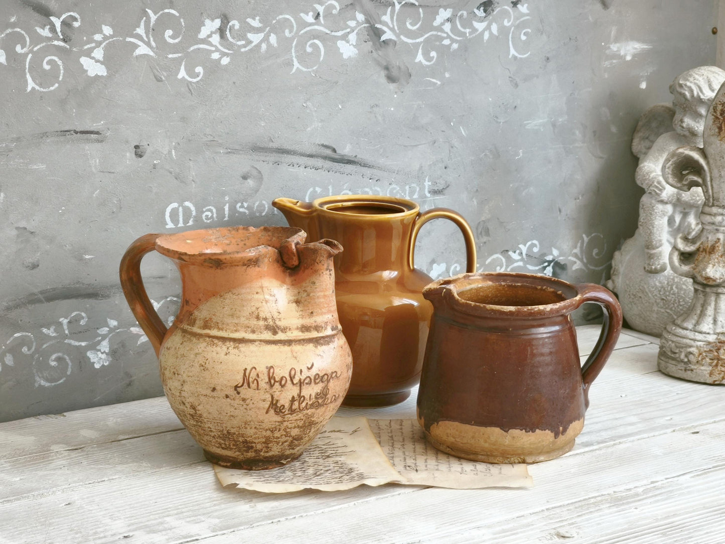 Antique Terracotta Pitcher Pot: Rustic French Confit Jar, Vase