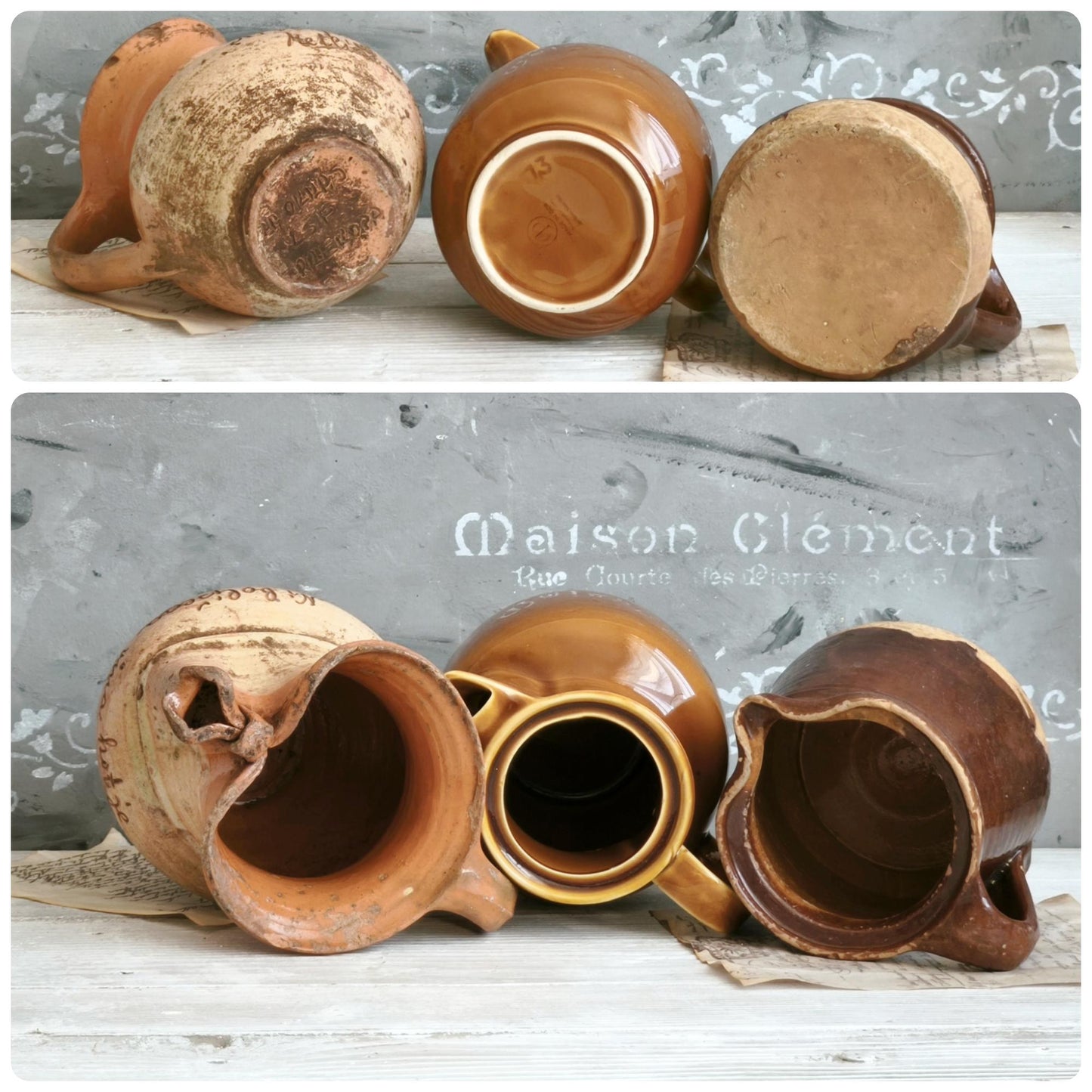 Antique Terracotta Pitcher Pot: Rustic French Confit Jar, Vase