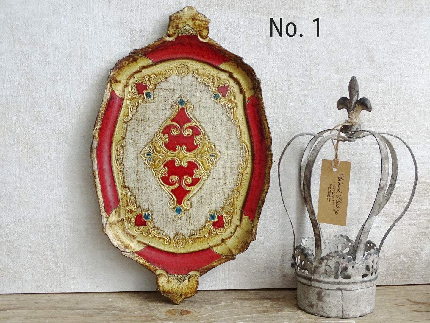 Florentine Gilded Wood Serving Tray: Italian Florence Shabby Chic Vanity Tray
