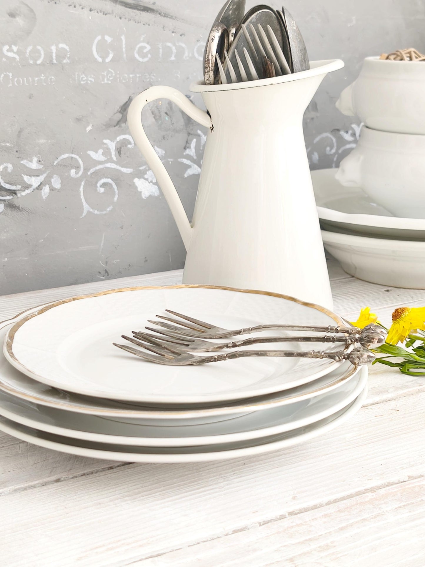 White Porcelain Bread Butter Plate with Gold or Silver Rim, Vintage China Small Side Serving Dish