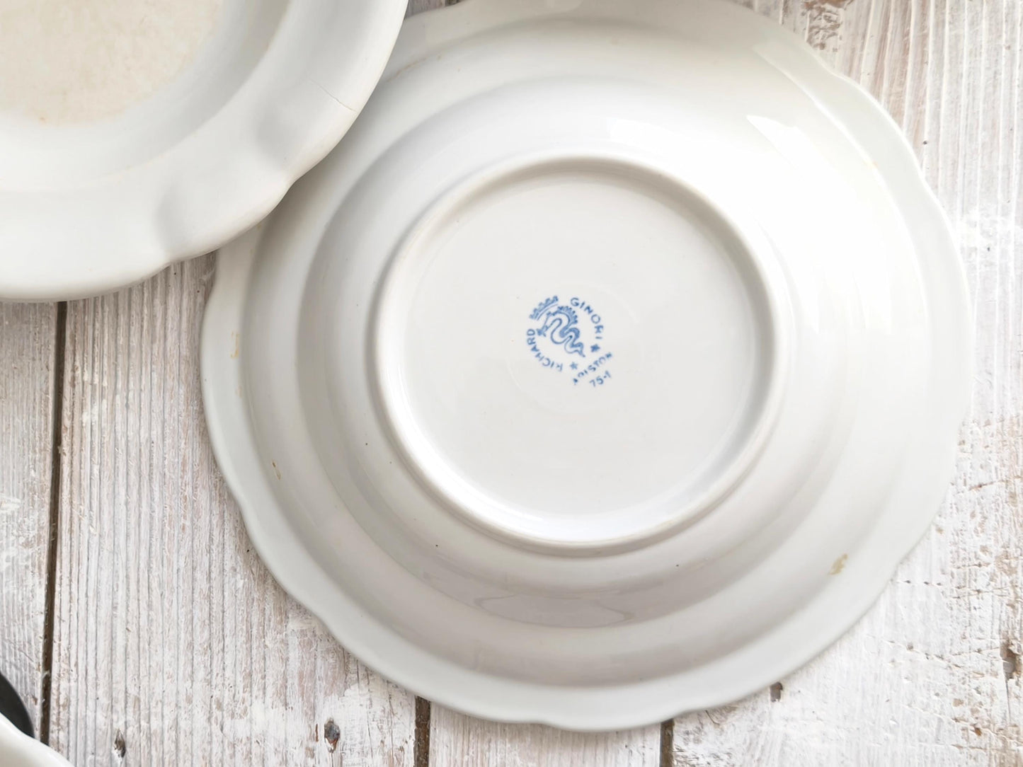 6 Antique Tea Stained Ironstone Soup Bowls or Set 4 Dinner Plates: Creamware Pasta Dish, Shallow Bowl, Cottagecore Kitchen