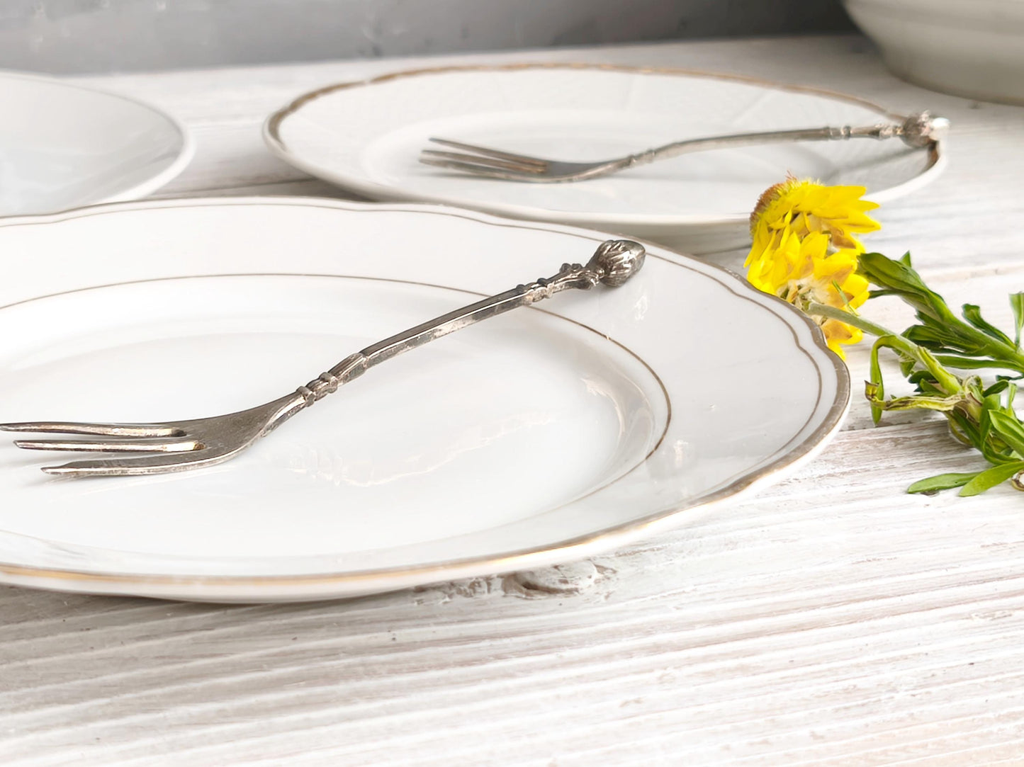 White Porcelain Bread Butter Plate with Gold or Silver Rim, Vintage China Small Side Serving Dish