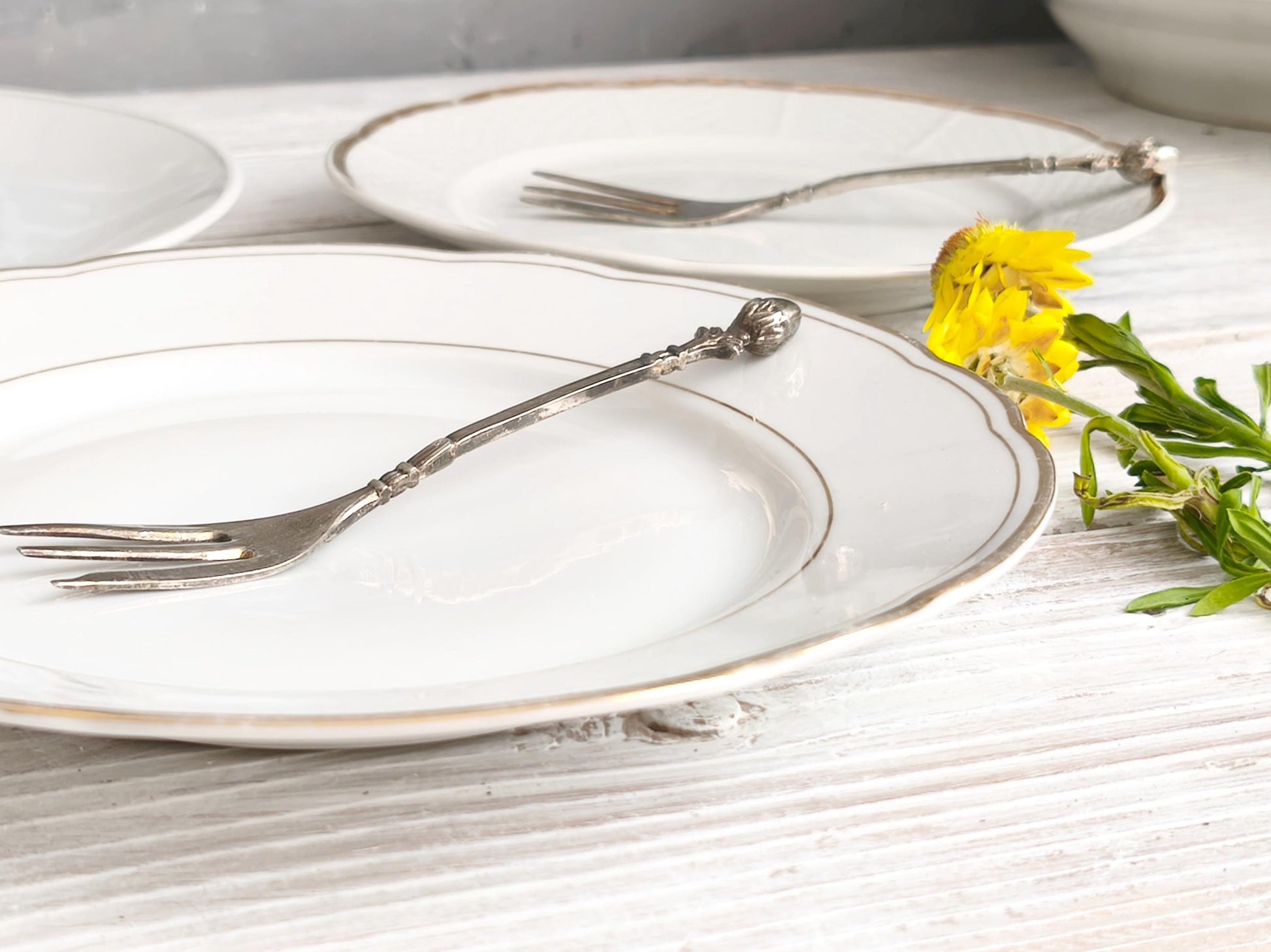 White Porcelain Bread Butter Plate with Gold or Silver Rim, Vintage China Small Side Serving Dish