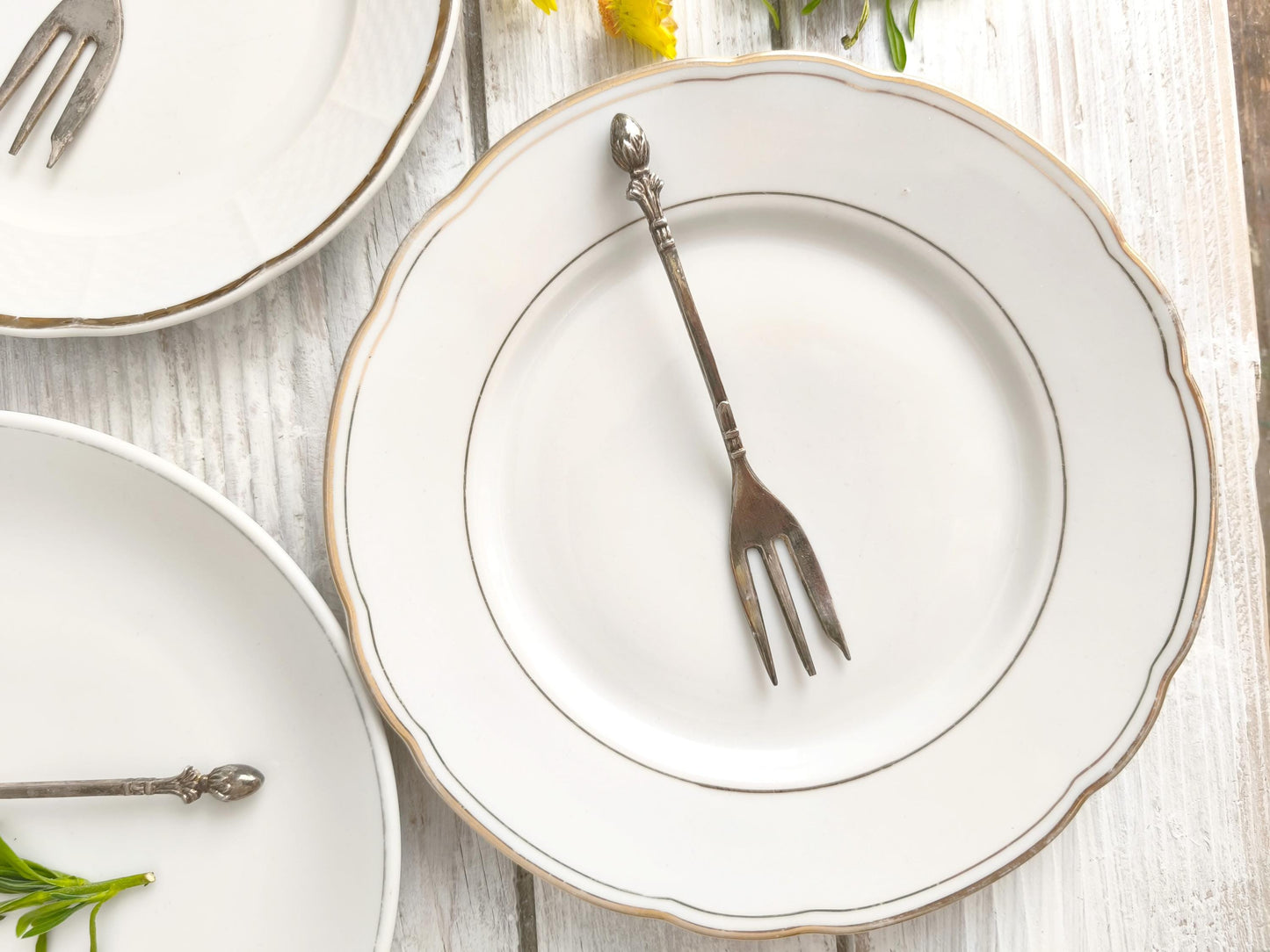 White Porcelain Bread Butter Plate with Gold or Silver Rim, Vintage China Small Side Serving Dish