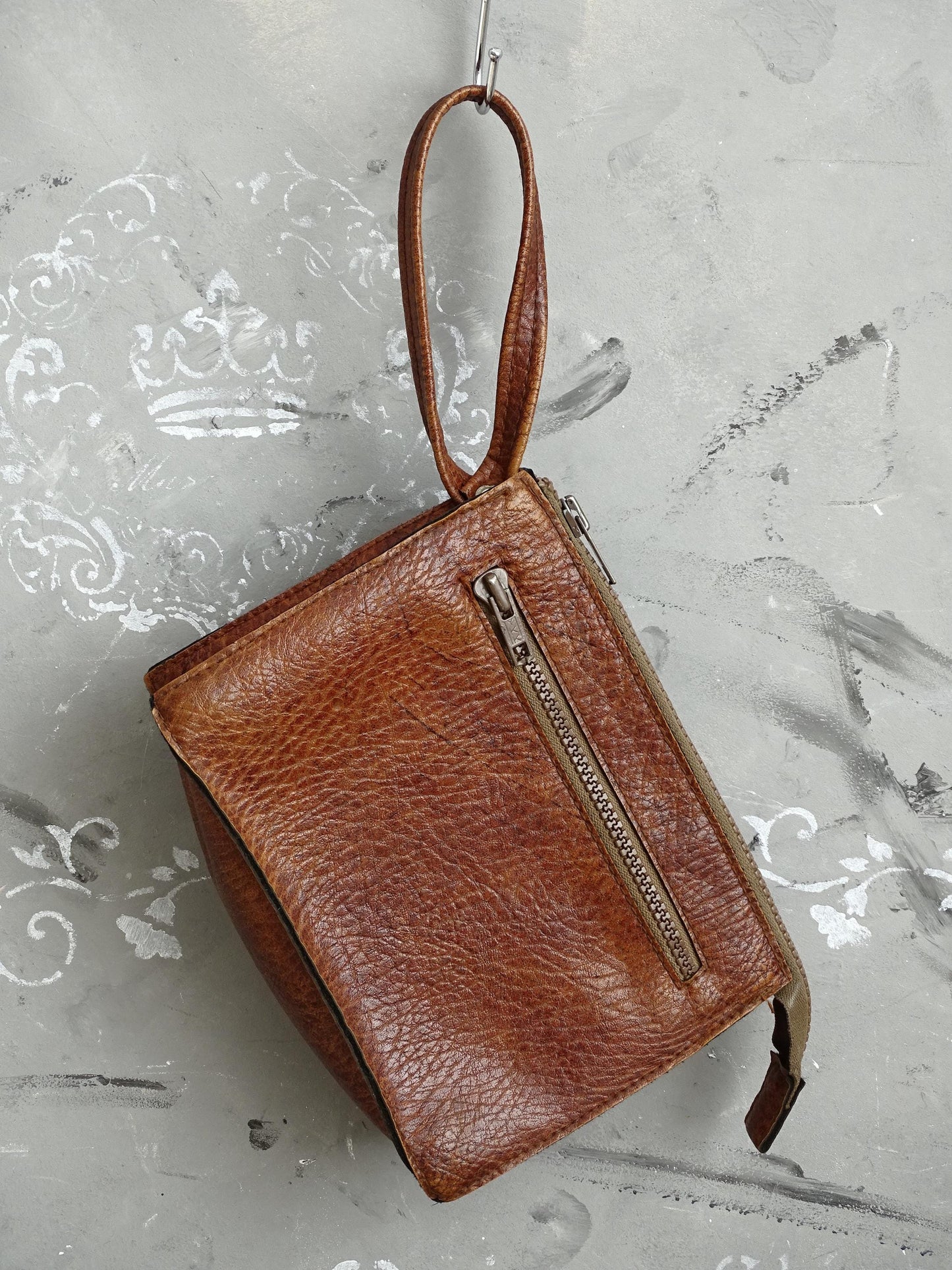 Brown Men Wristlet Faux Leather, Men Wrist Bag, Vegan Leather Clutch Purse, Retro Men Handbag, Men Wallet Satchel, Wrist Pouch, Gift for Him