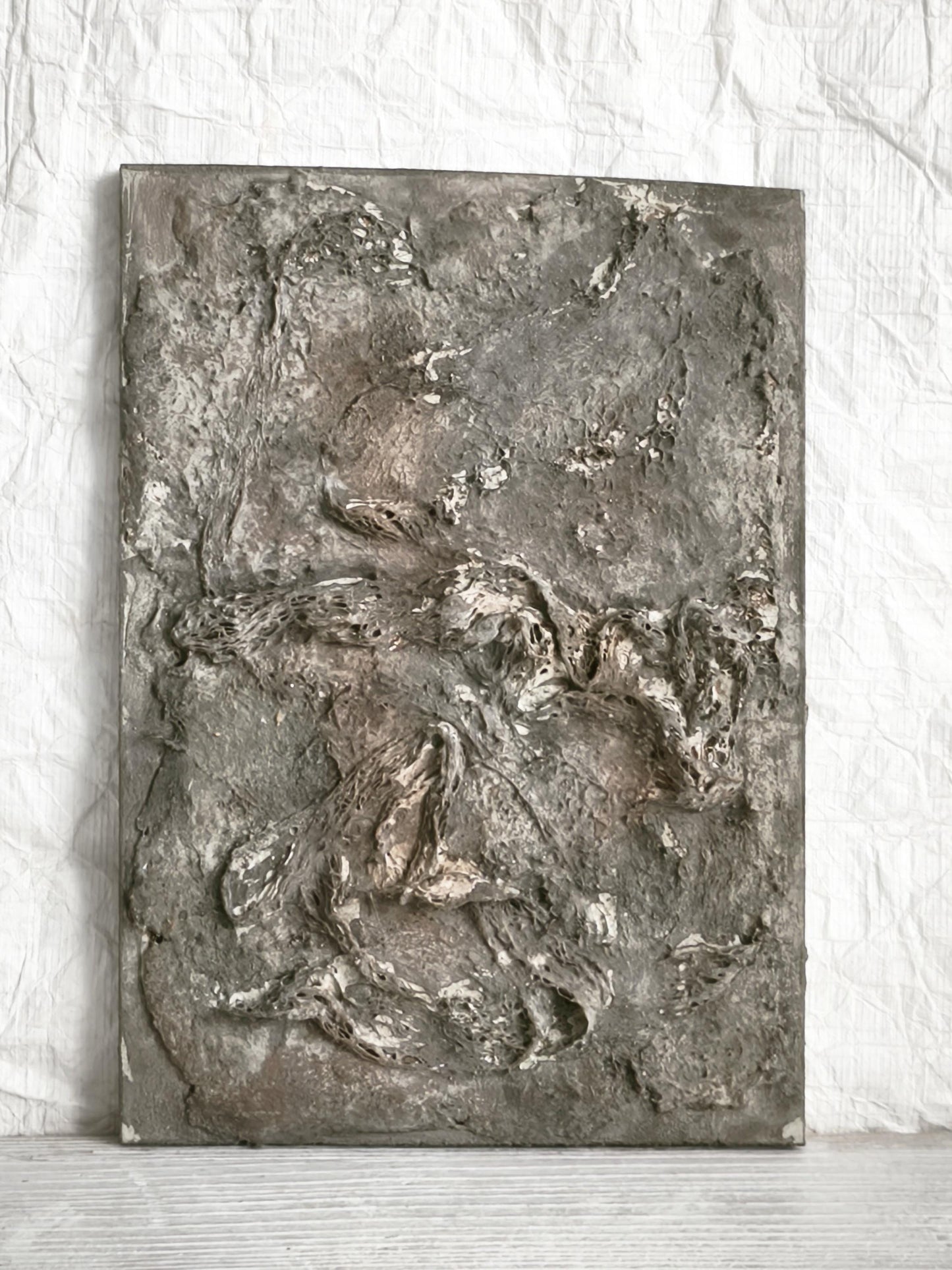 Wabi Sabi Textured Plaster Wall Art, Japandi Neutral Sculpture, Organic Modern Decor