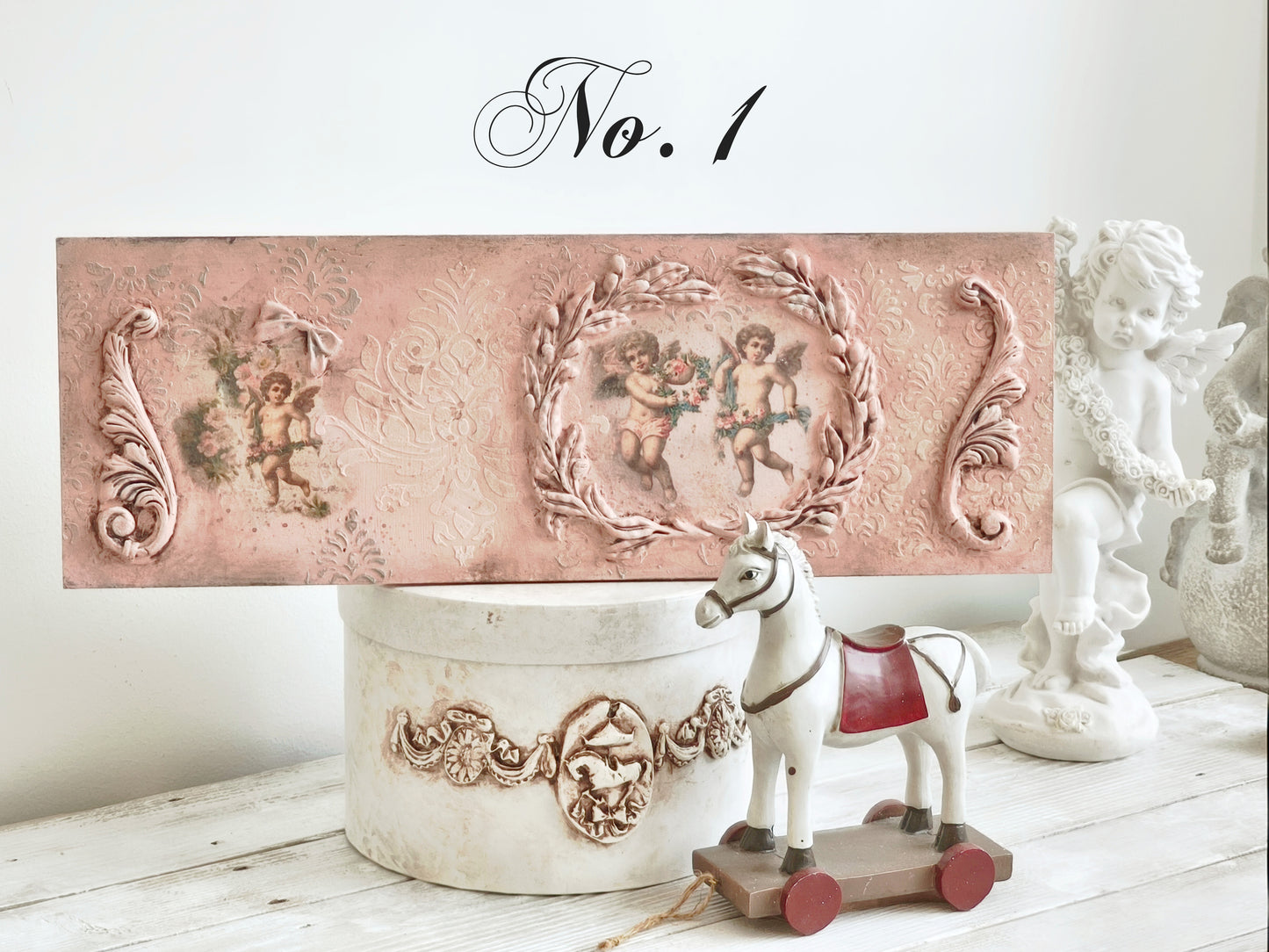 Pink or White Cherub Wall Plaque, Antique French Inspired Wall Decor