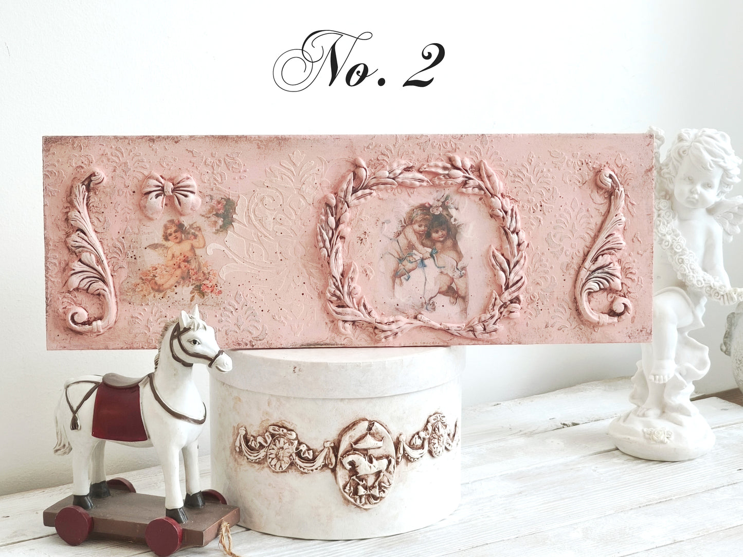 Pink or White Cherub Wall Plaque, Antique French Inspired Wall Decor