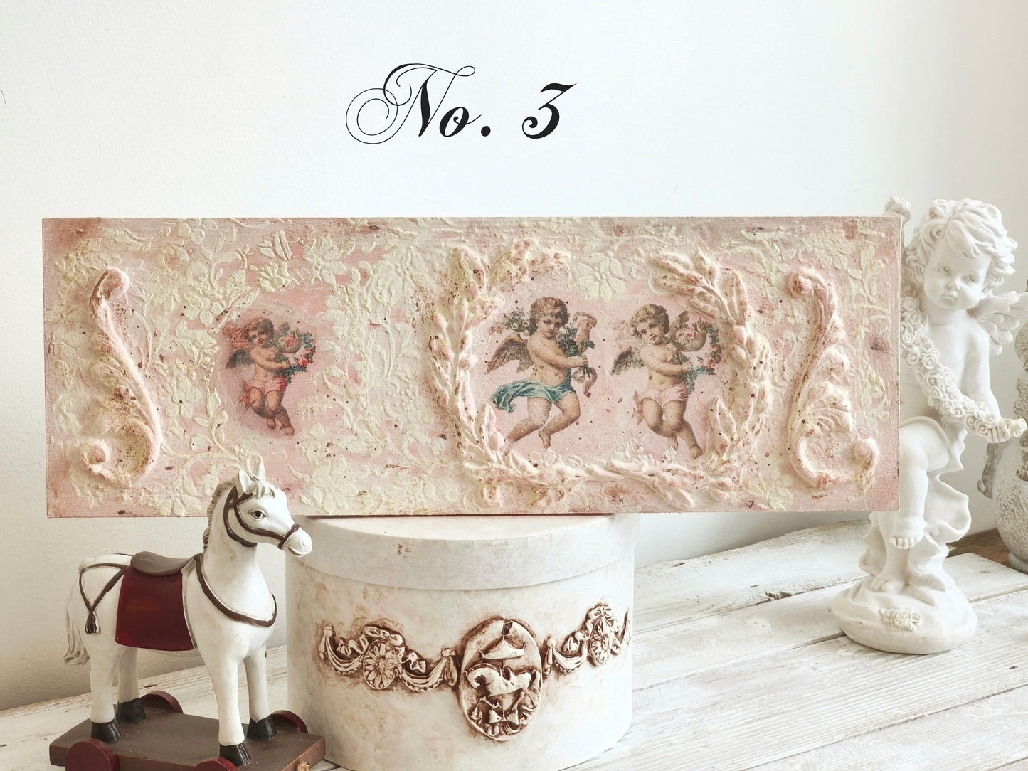 Pink or White Cherub Wall Plaque, Antique French Inspired Wall Decor