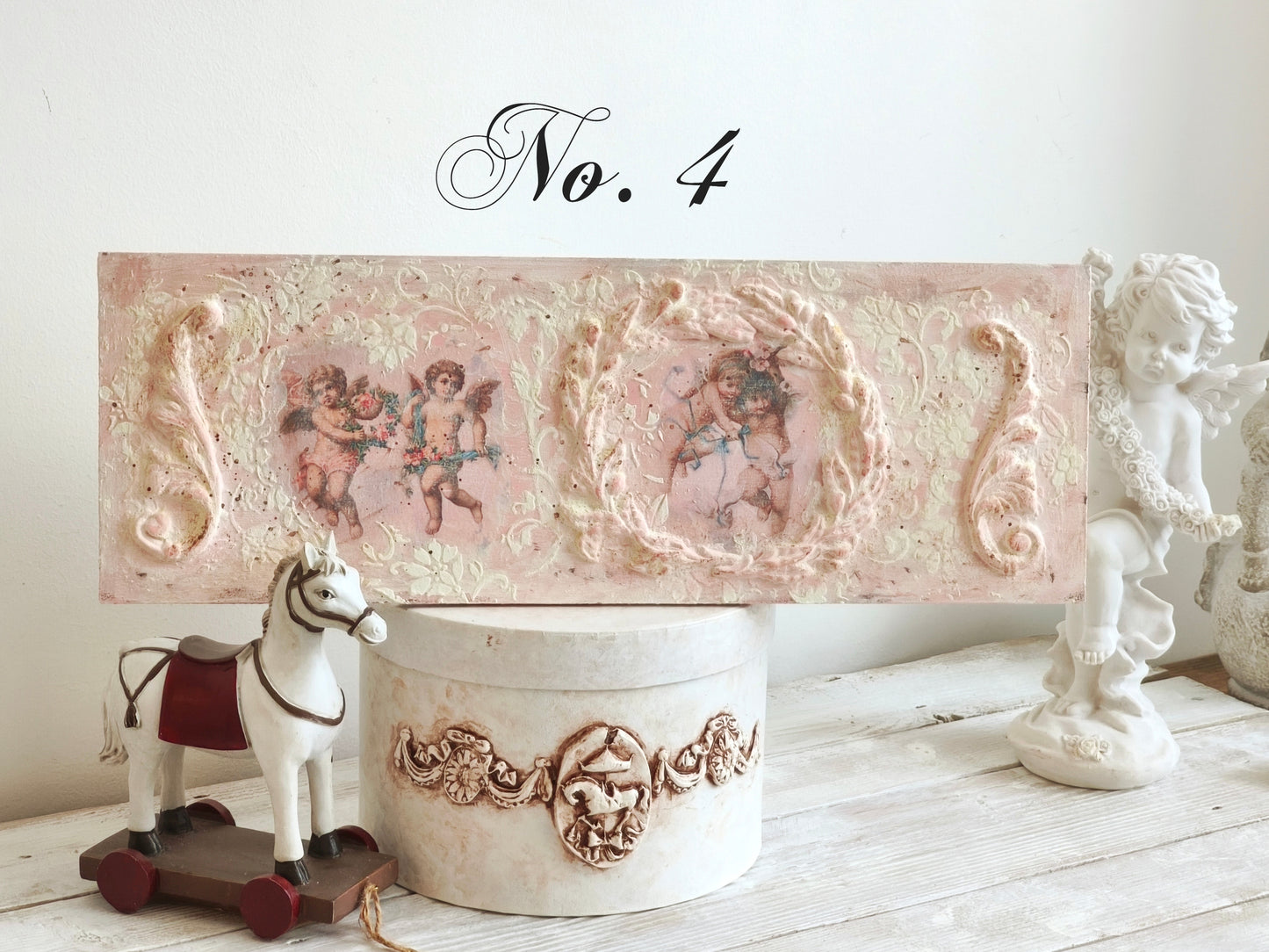 Pink or White Cherub Wall Plaque, Antique French Inspired Wall Decor