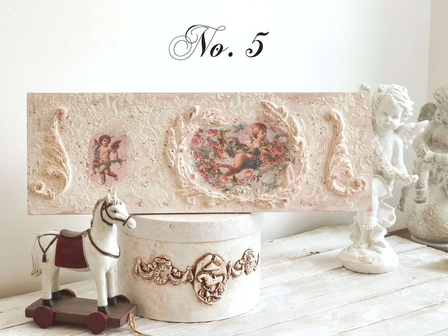 Pink or White Cherub Wall Plaque, Antique French Inspired Wall Decor